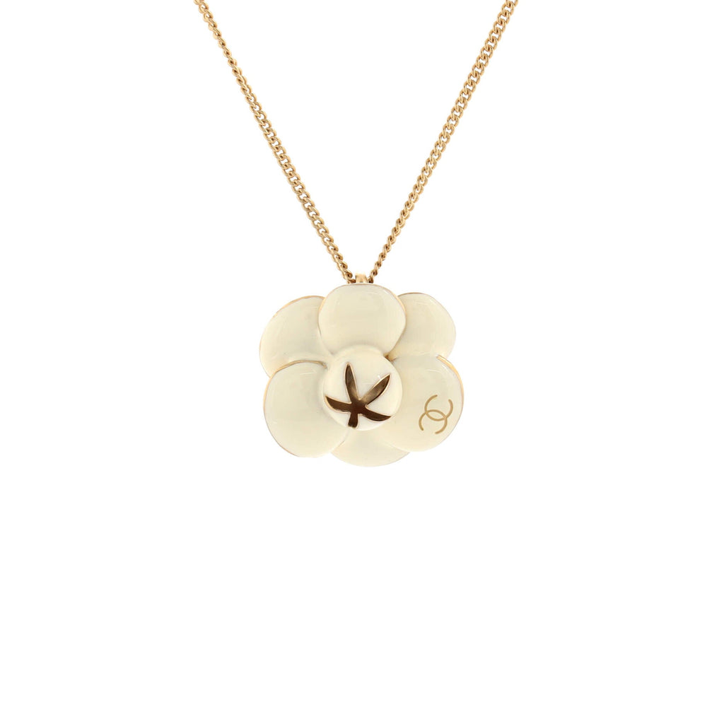 Camellia Pendant Necklace Metal with Enamel