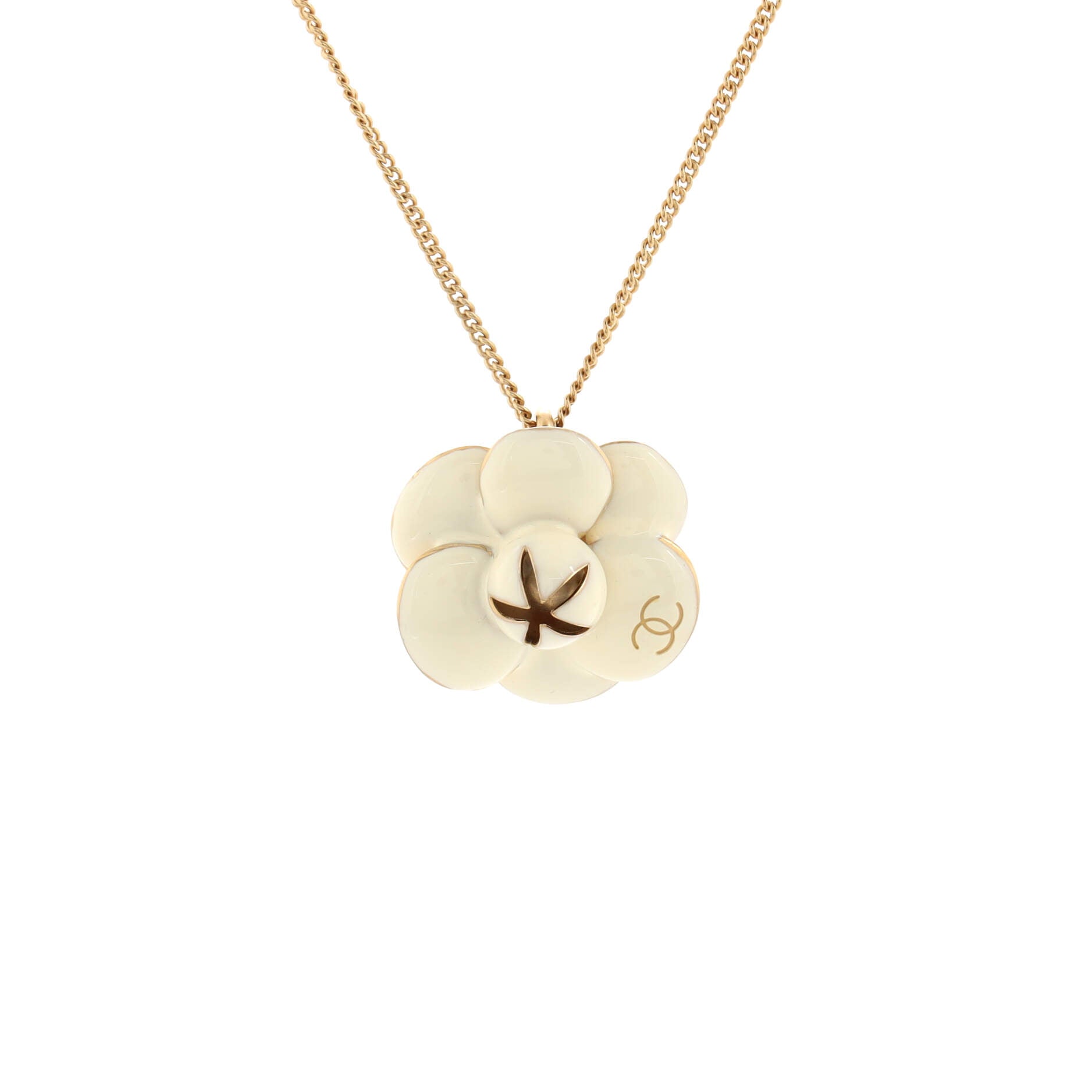 Camellia Pendant Necklace Metal with Enamel
