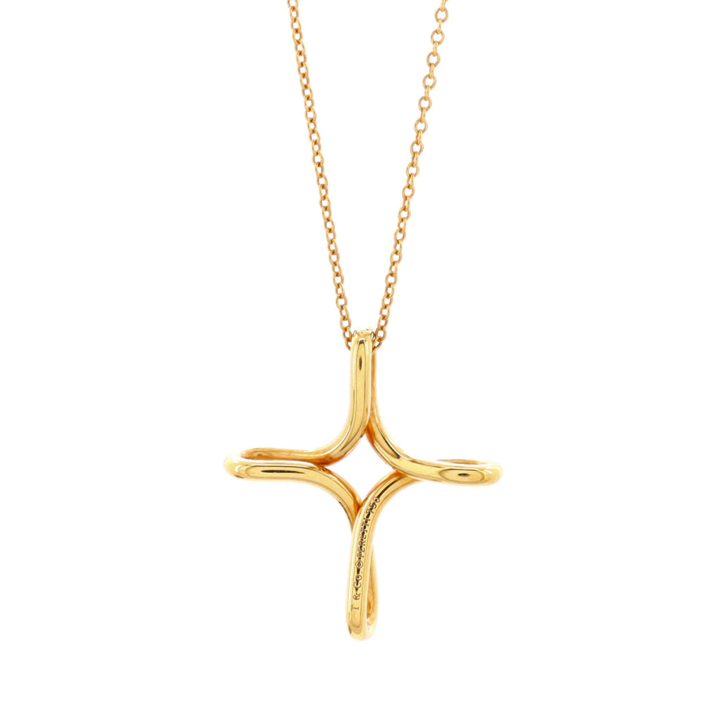 Elsa Peretti Infinity Cross Pendant Necklace 18K Yellow Gold Small