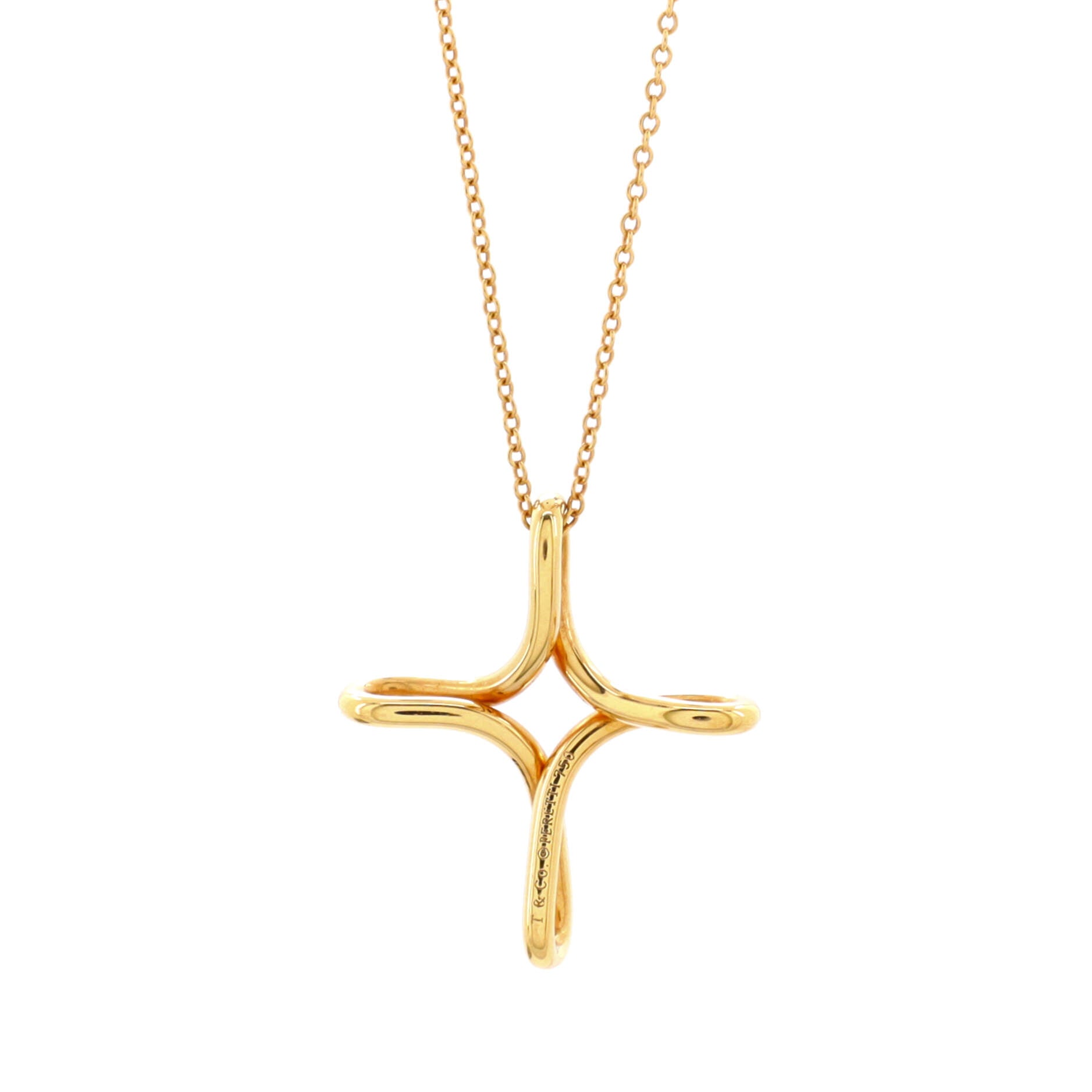Elsa Peretti Infinity Cross Pendant Necklace 18K Yellow Gold Small