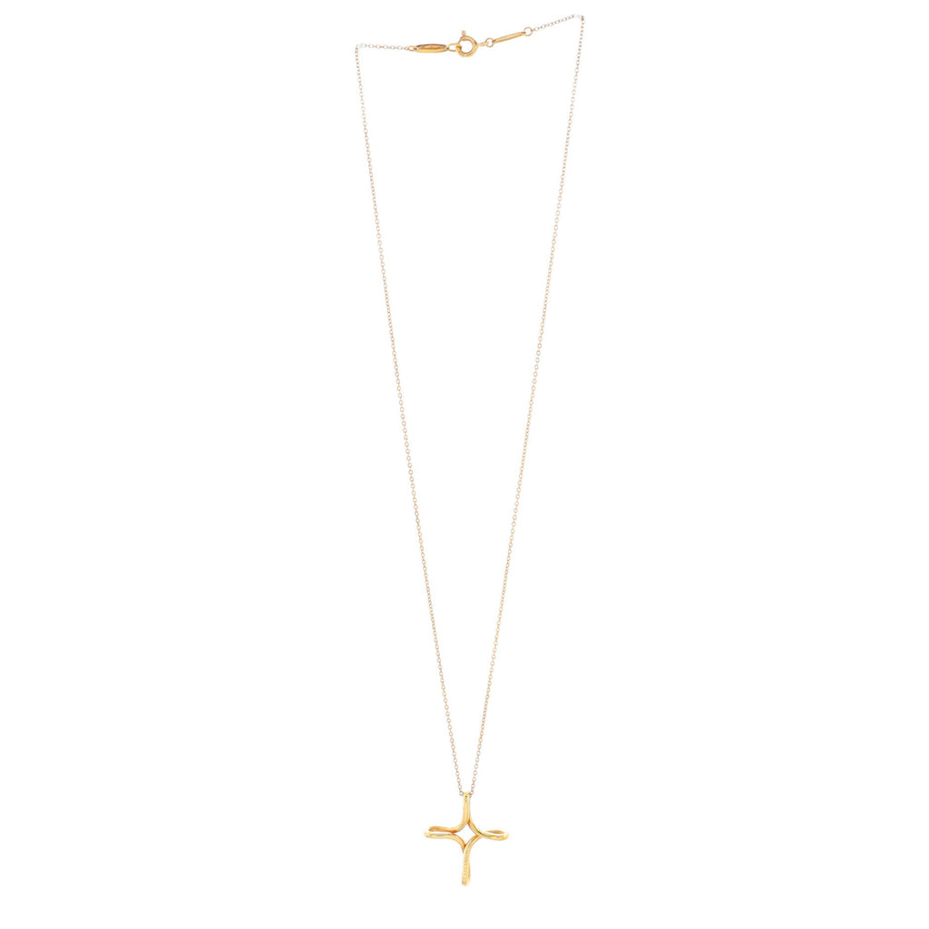Elsa Peretti Infinity Cross Pendant Necklace 18K Yellow Gold Small