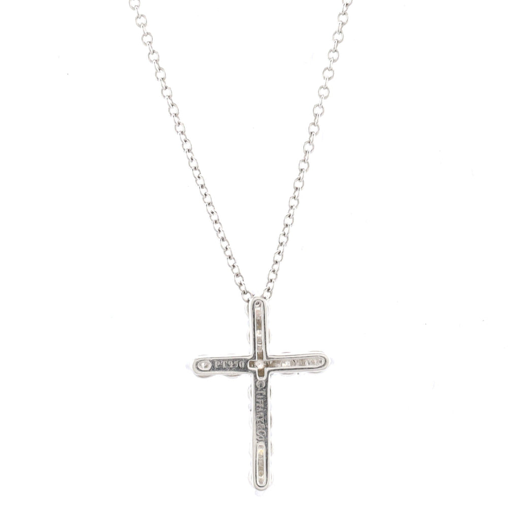Cross Pendant Necklace Platinum and Diamonds Small