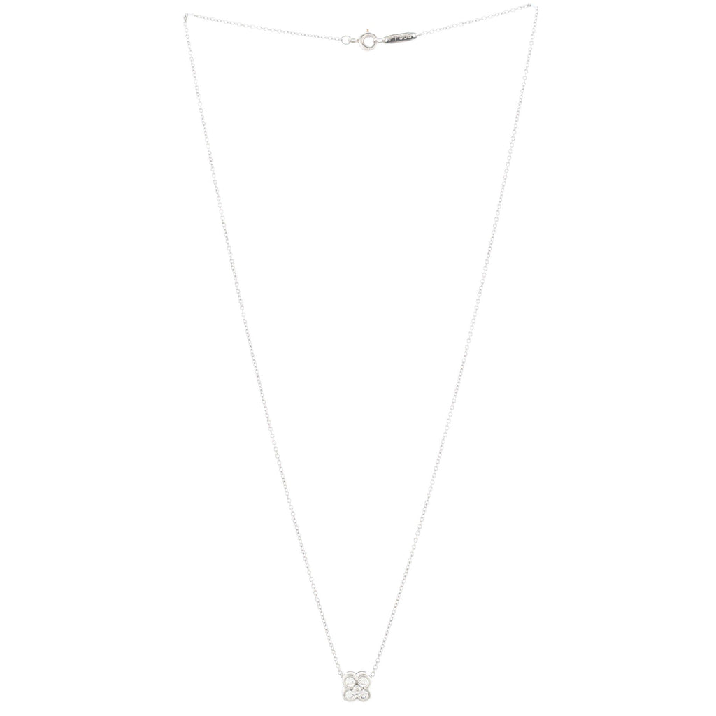 Flower Pendant Necklace Platinum and Diamonds