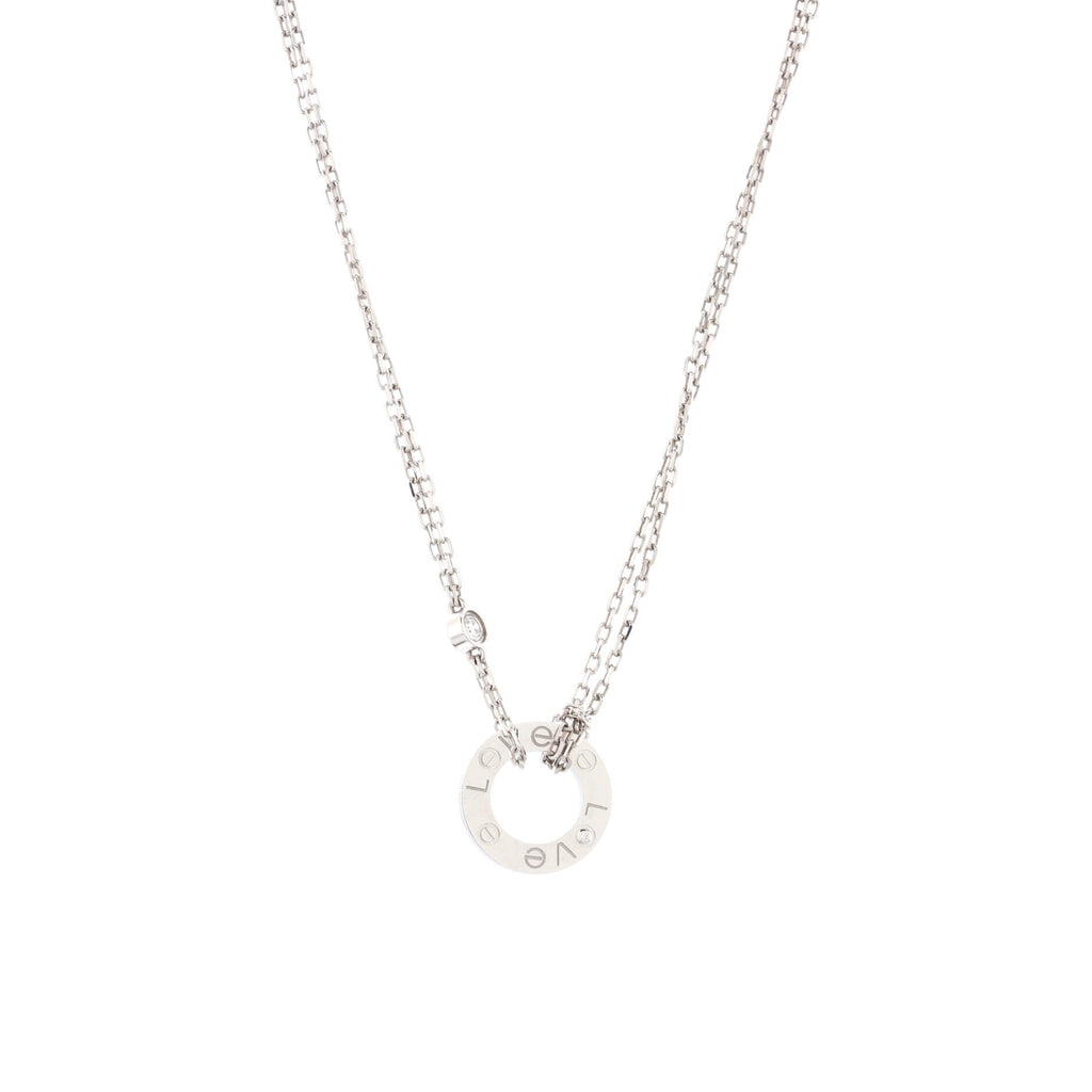 2 Diamonds Love Pendant Necklace 18K White Gold