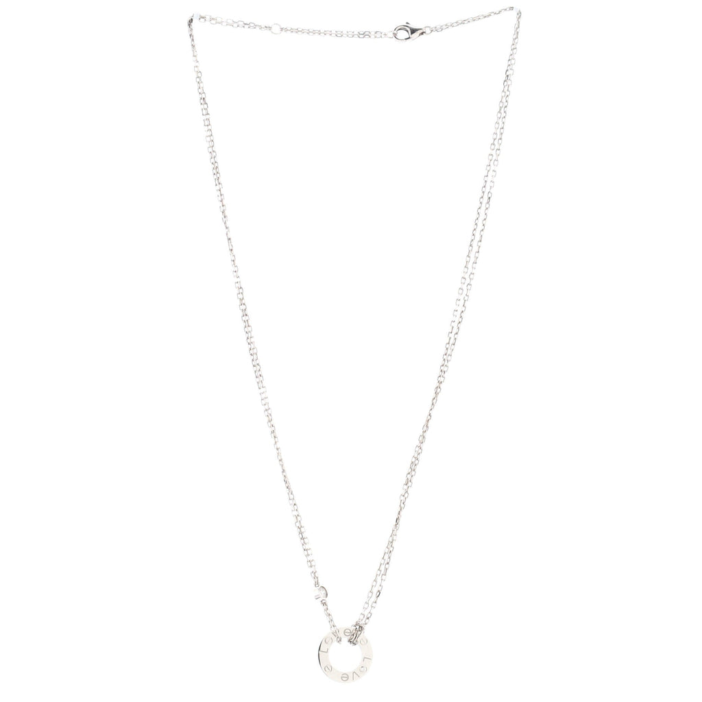 2 Diamonds Love Pendant Necklace 18K White Gold