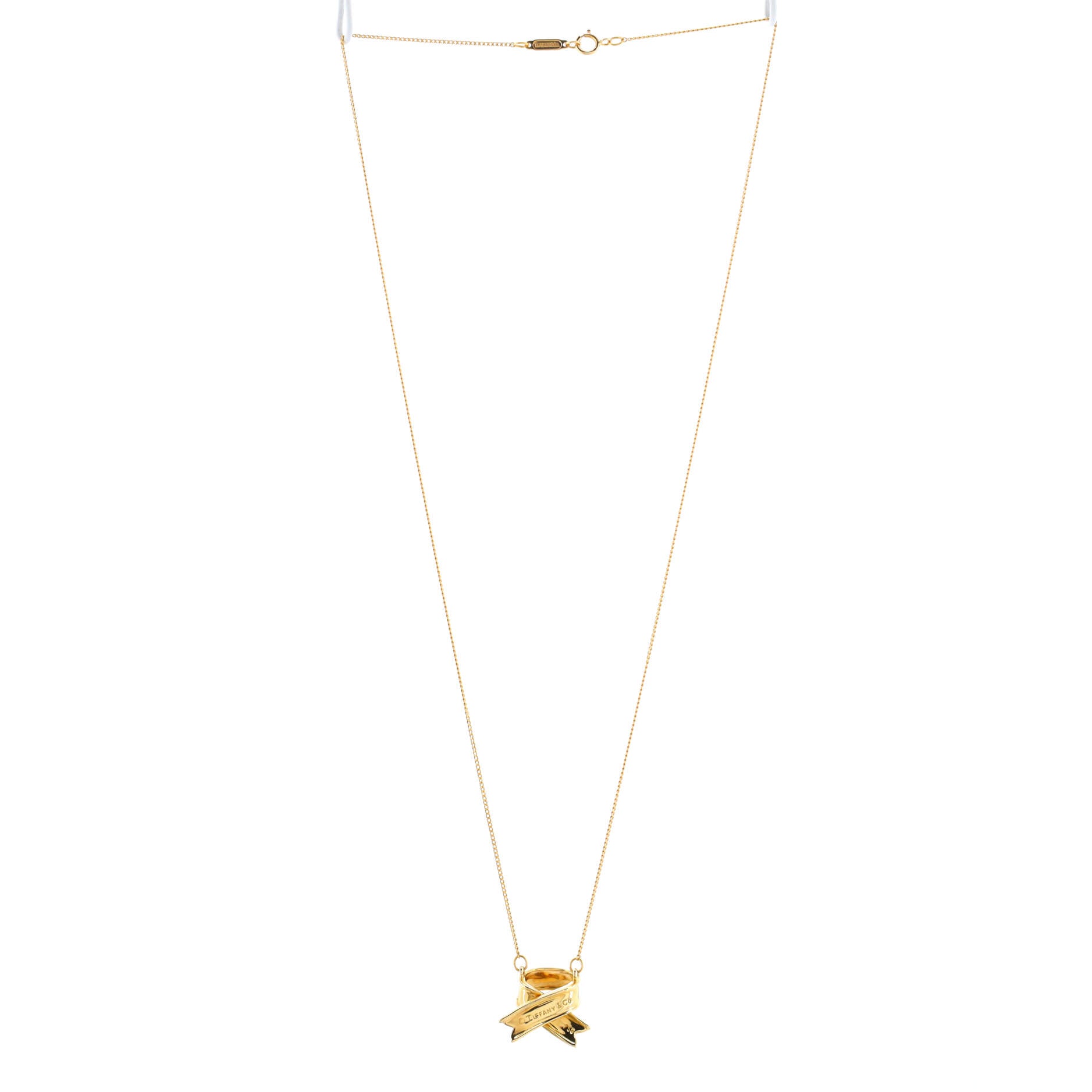 Ribbon Bow Pendant Necklace 18K Yellow Gold