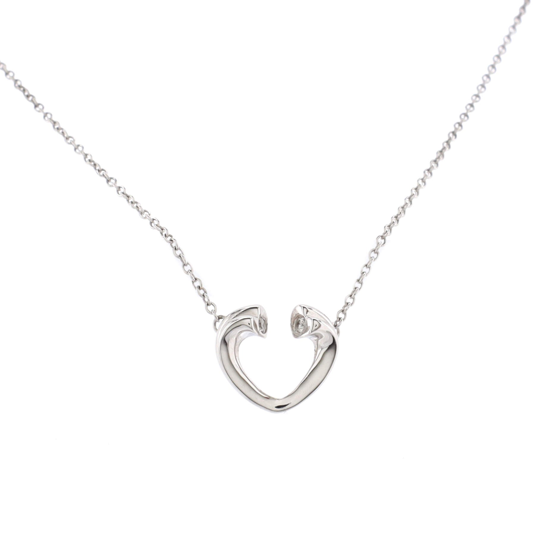 Paloma Picasso Tenderness Heart Pendant Necklace 18K White Gold with Diamonds Small