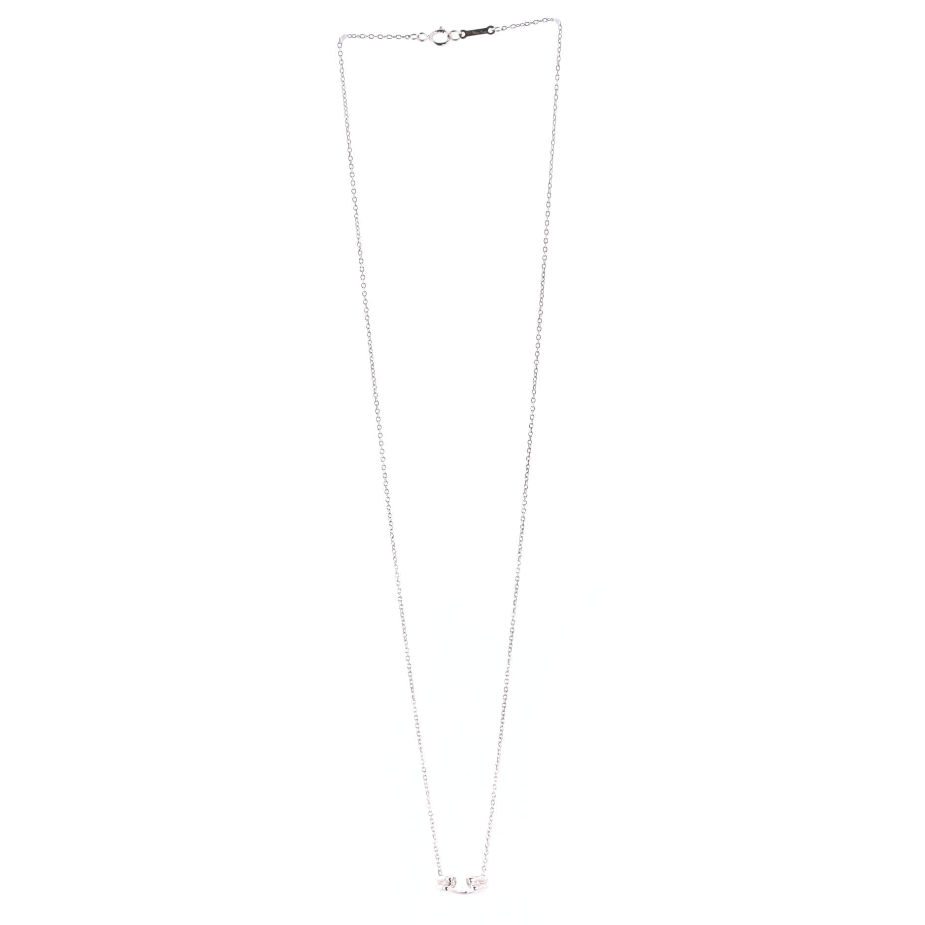Paloma Picasso Tenderness Heart Pendant Necklace 18K White Gold with Diamonds Small