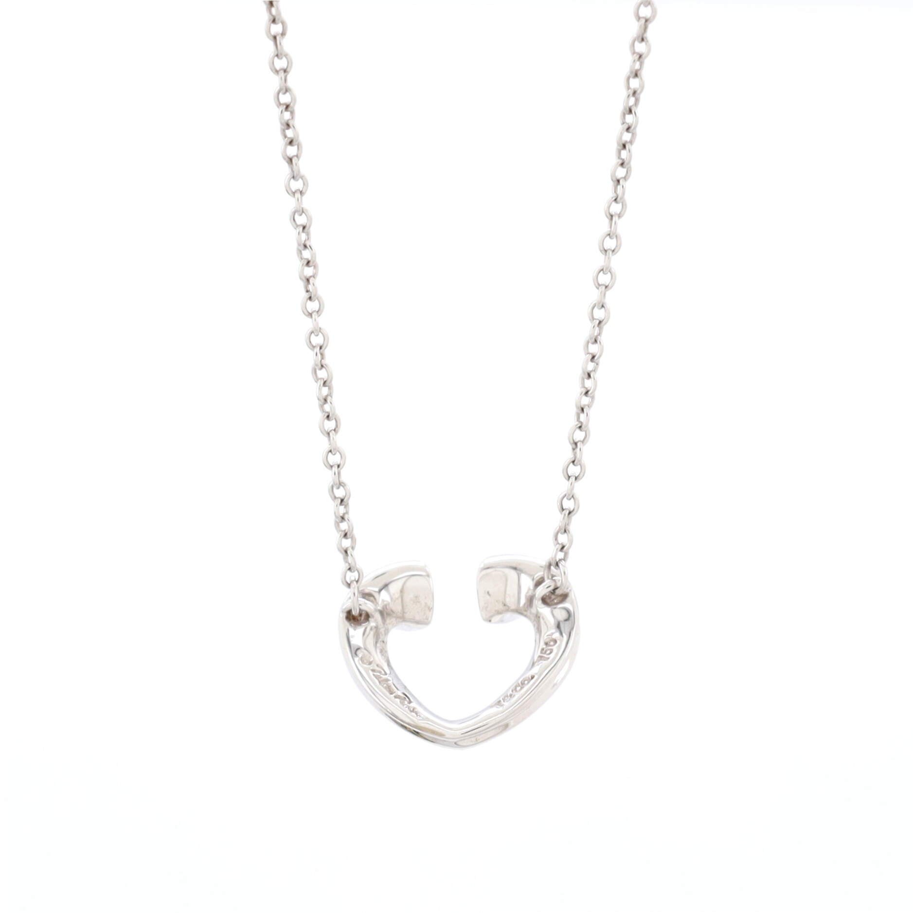 Paloma Picasso Tenderness Heart Pendant Necklace 18K White Gold with Diamonds Small