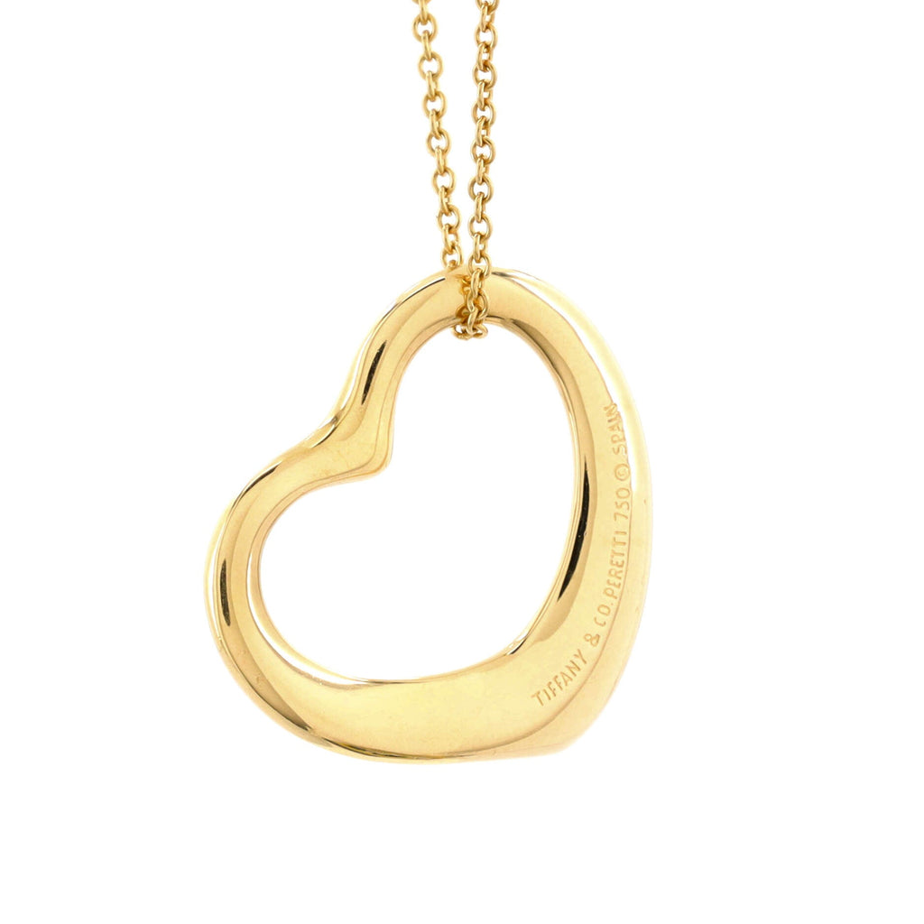 Elsa Peretti Open Heart Pendant Necklace 18K Yellow Gold with Diamonds 22mm