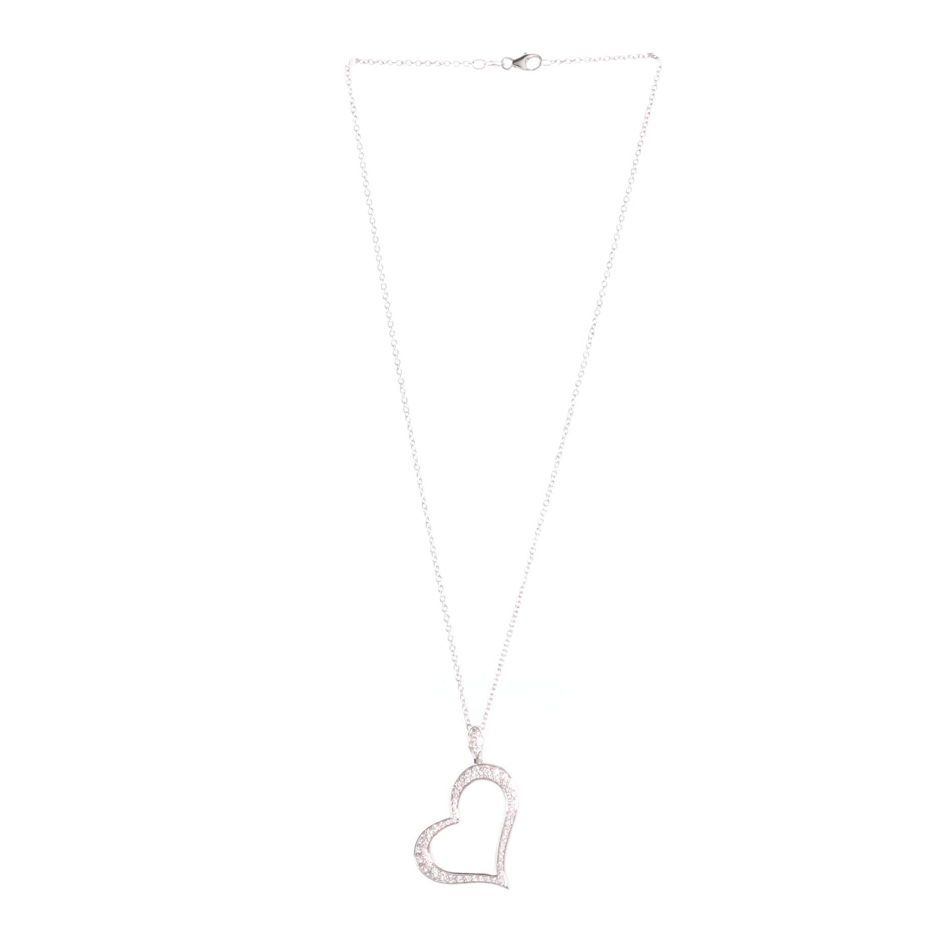 Limelight Hearts Pendant Necklace 18K White Gold with Diamonds Medium