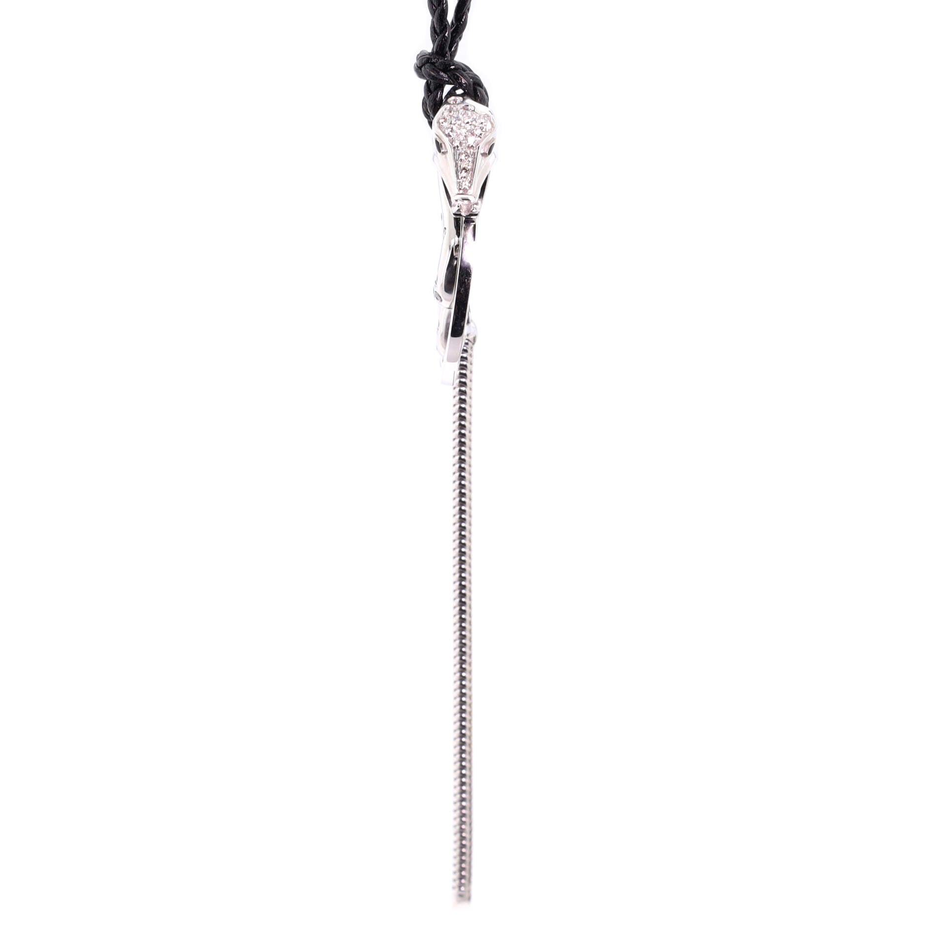 Kaa Snake Braided Necklace 18K White Gold and Diamonds with Cord