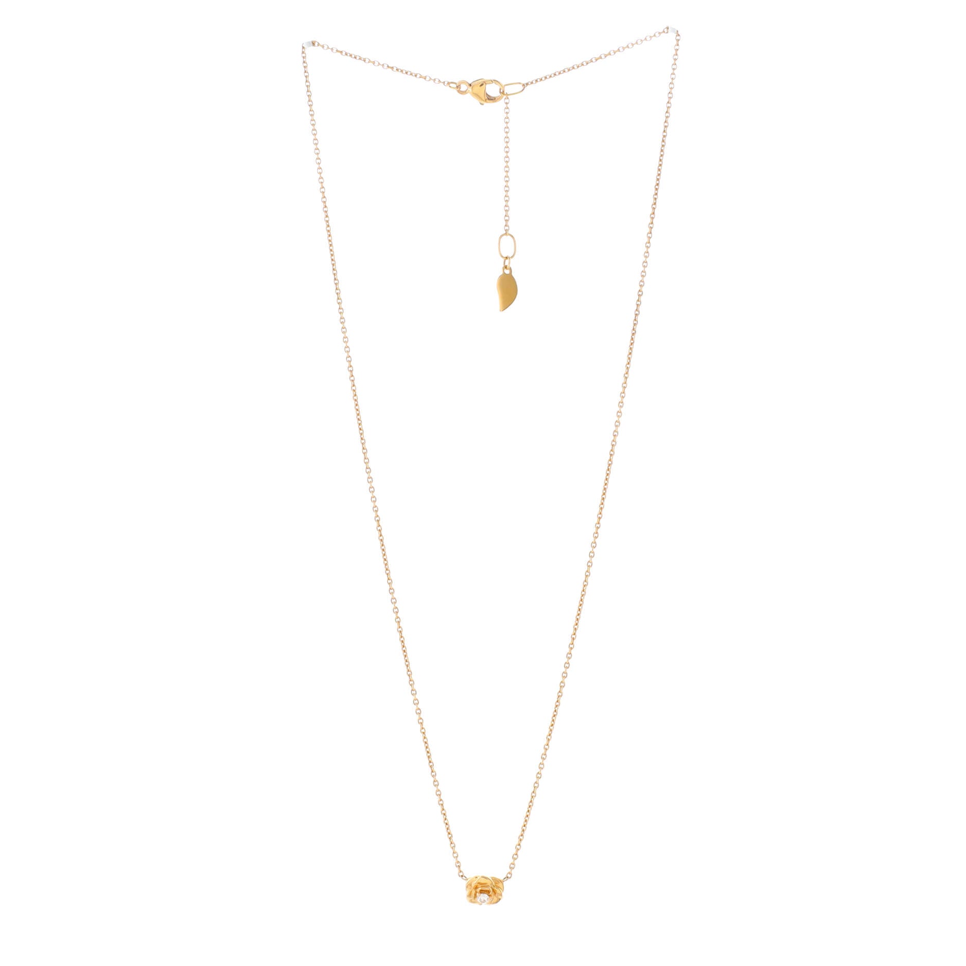 Rose Pendant Necklace 18K Yellow Gold with Diamond