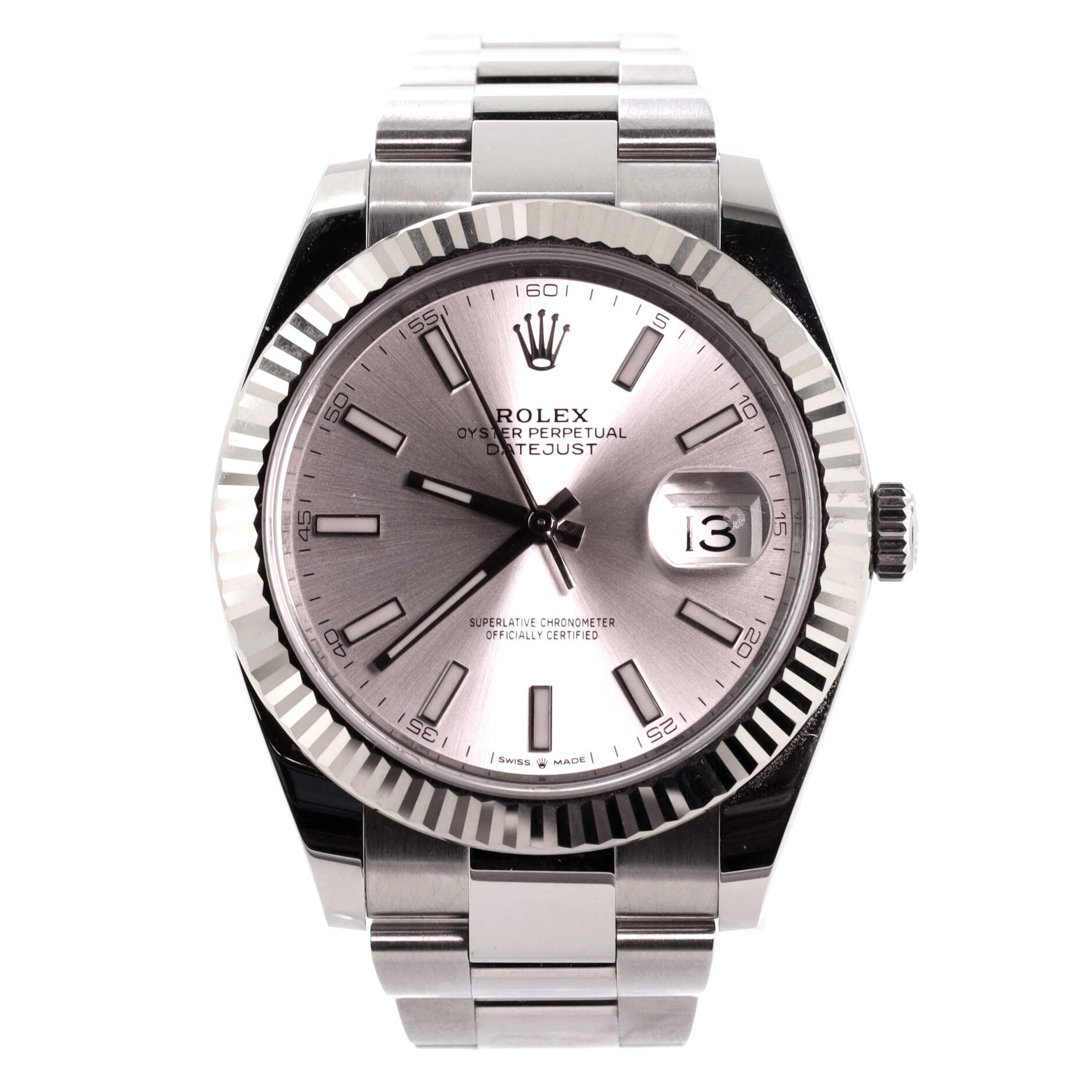 Oyster Perpetual Datejust Automatic Watch Stainless Steel and White Gold 41