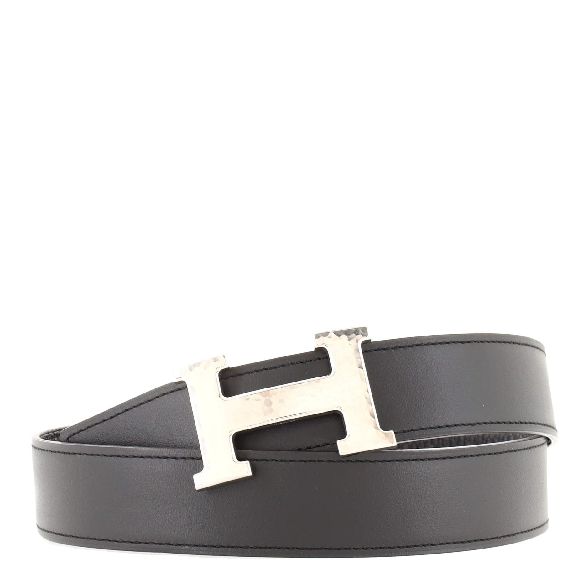 Constance Martelee H Reversible Belt Leather with Hammered Hardware Medium 90
