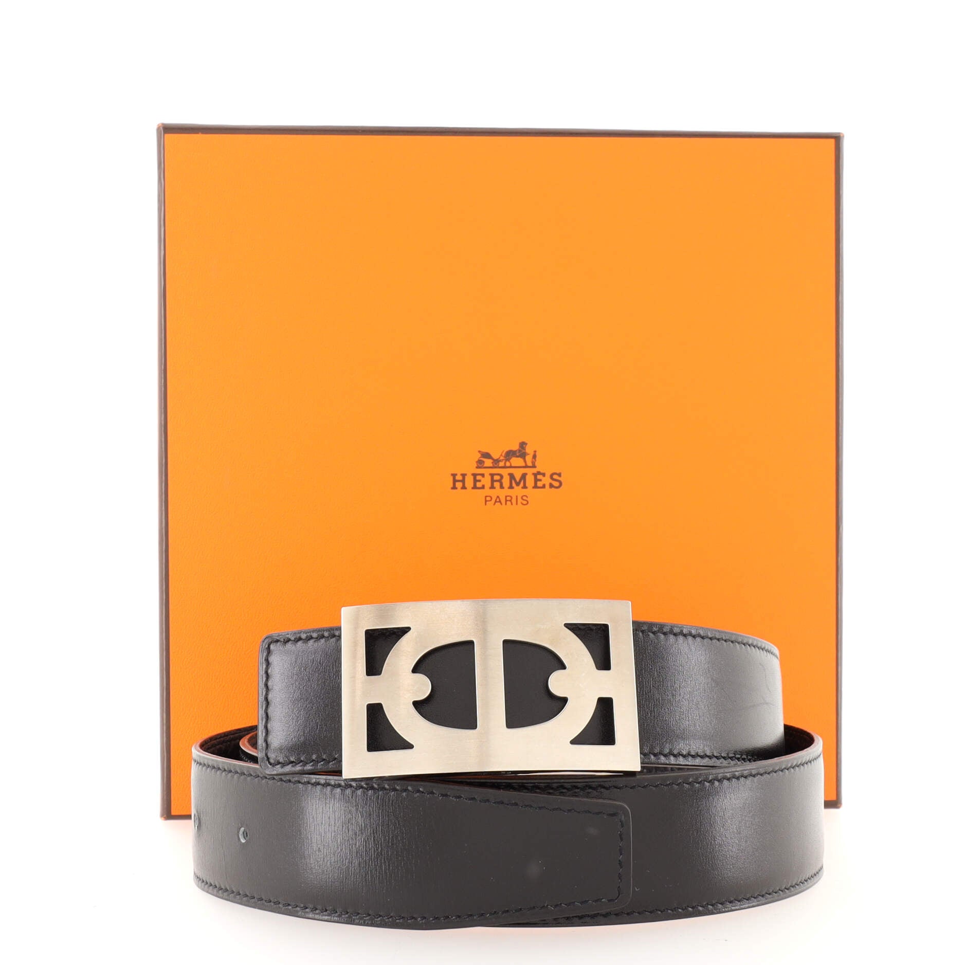 Horse Bit Buckle Reversible Belt Leather Medium 85