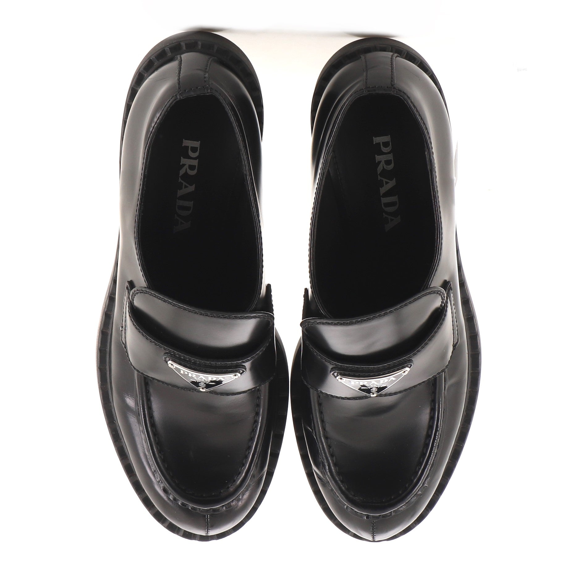 Women's Triangle Logo Loafers Spazzolato Leather