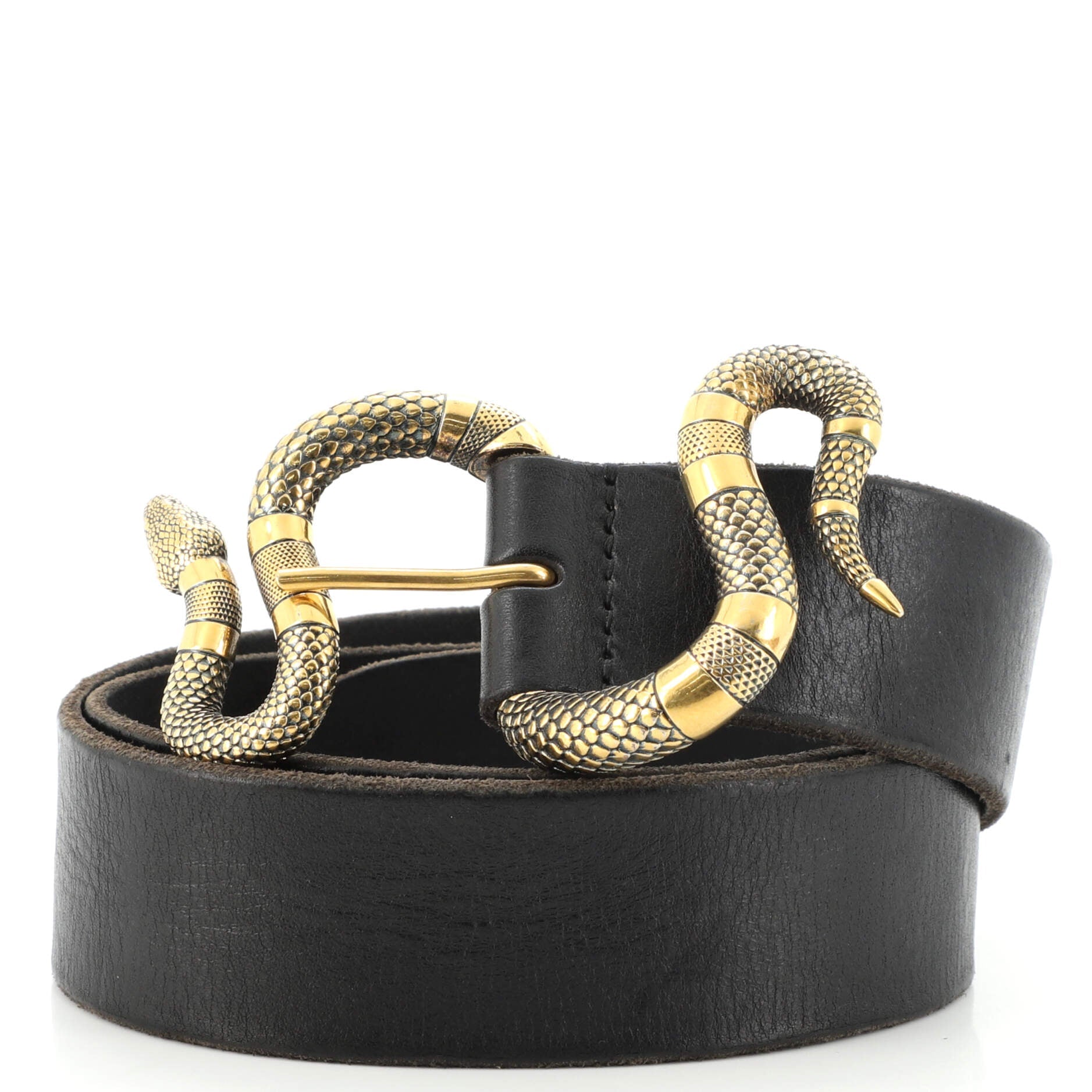 Snake Buckle Belt Leather Wide 85