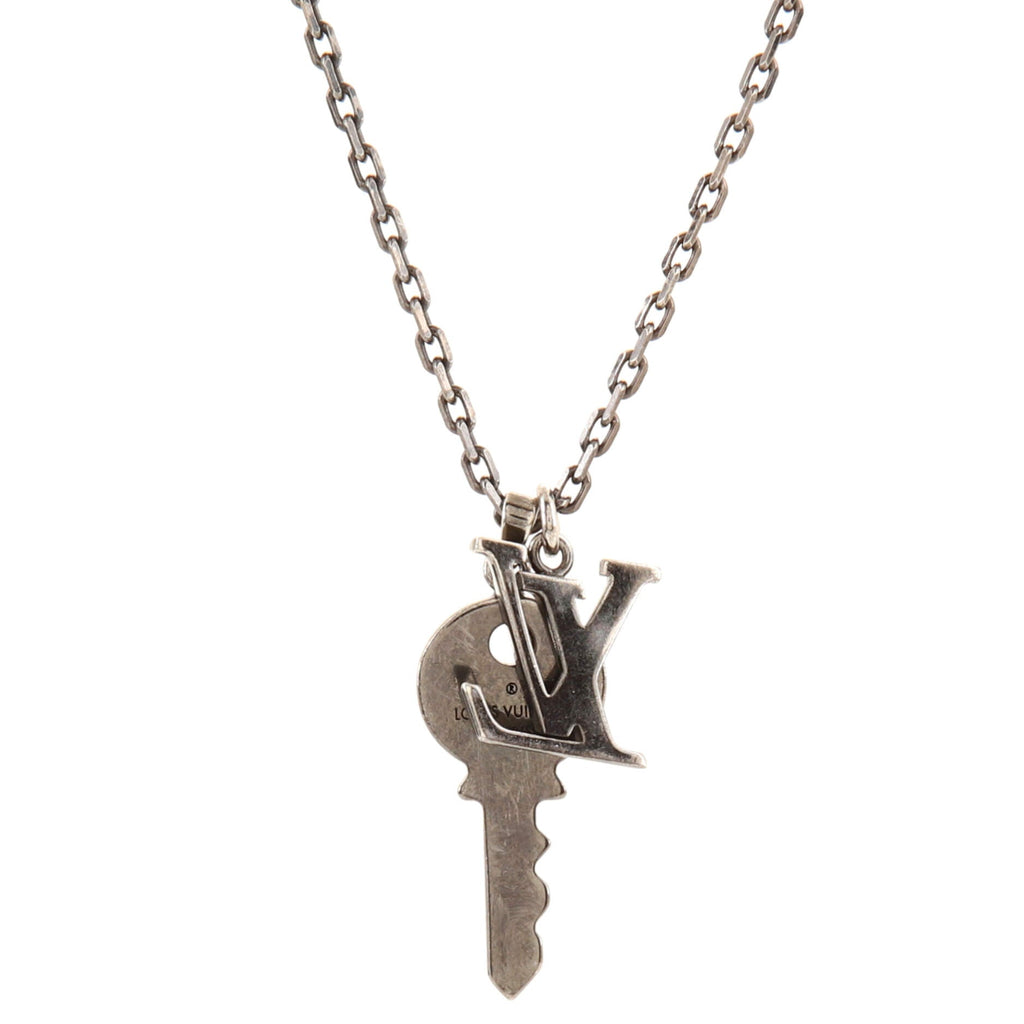LV Initials Key Pendant Necklace Metal with Crystals