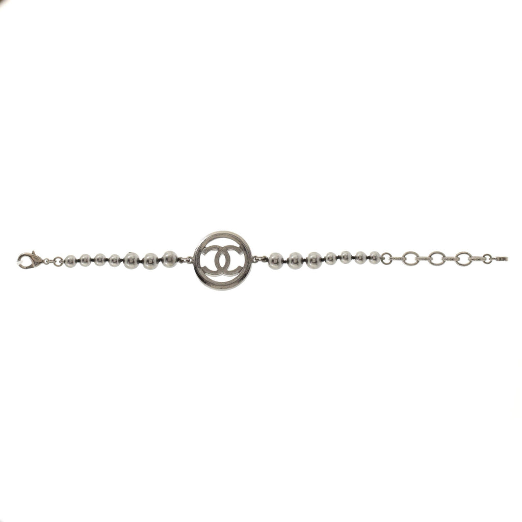 Circle CC Bracelet Metal and Faux Pearls