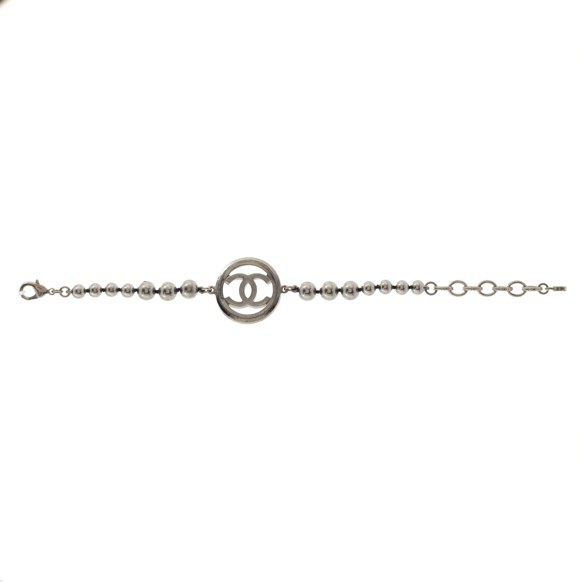 Circle CC Bracelet Metal and Faux Pearls