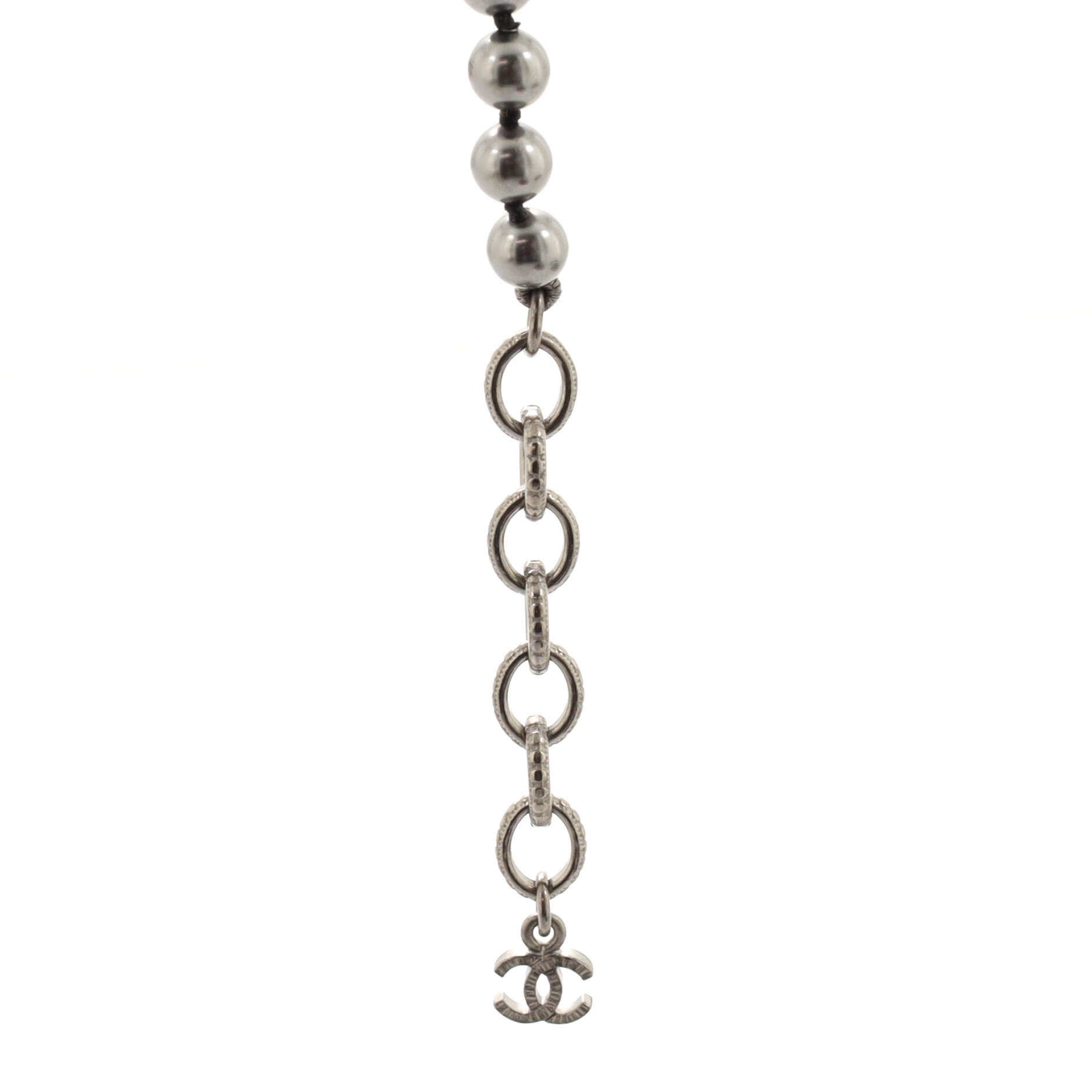 Circle CC Bracelet Metal and Faux Pearls