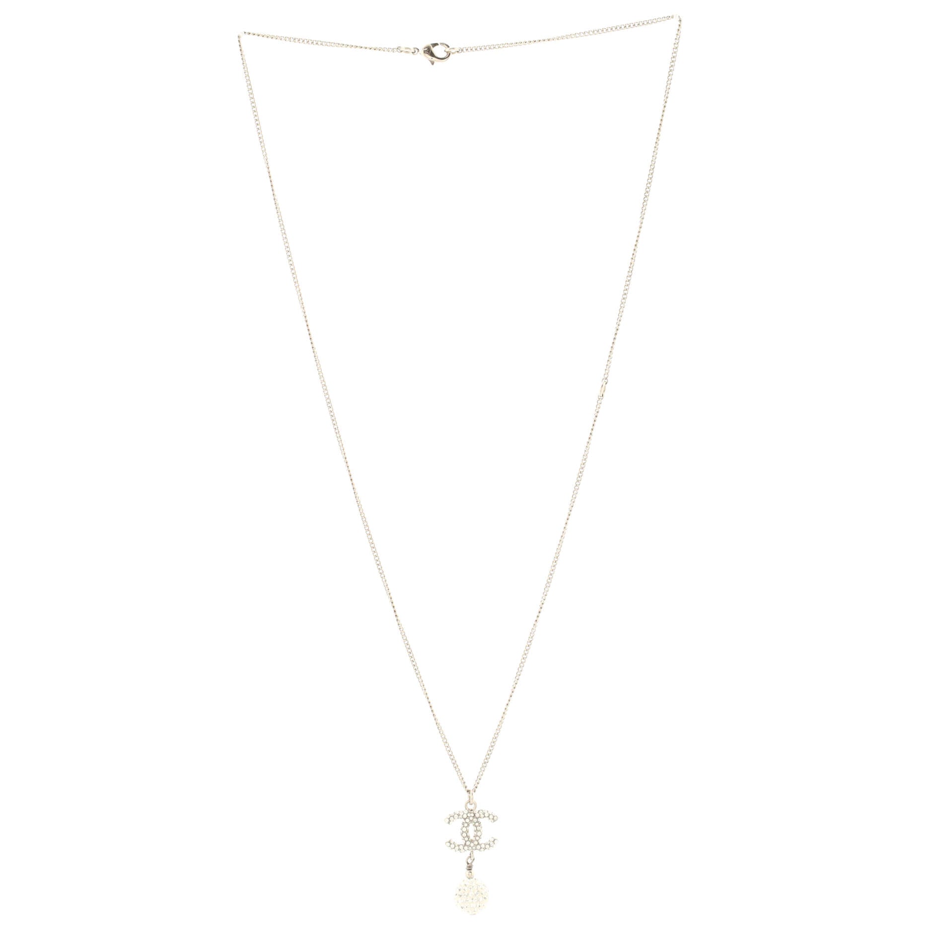CC Drop Pendant Necklace Metal with Crystals