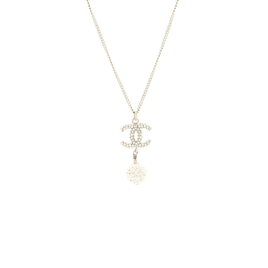 CC Drop Pendant Necklace Metal with Crystals