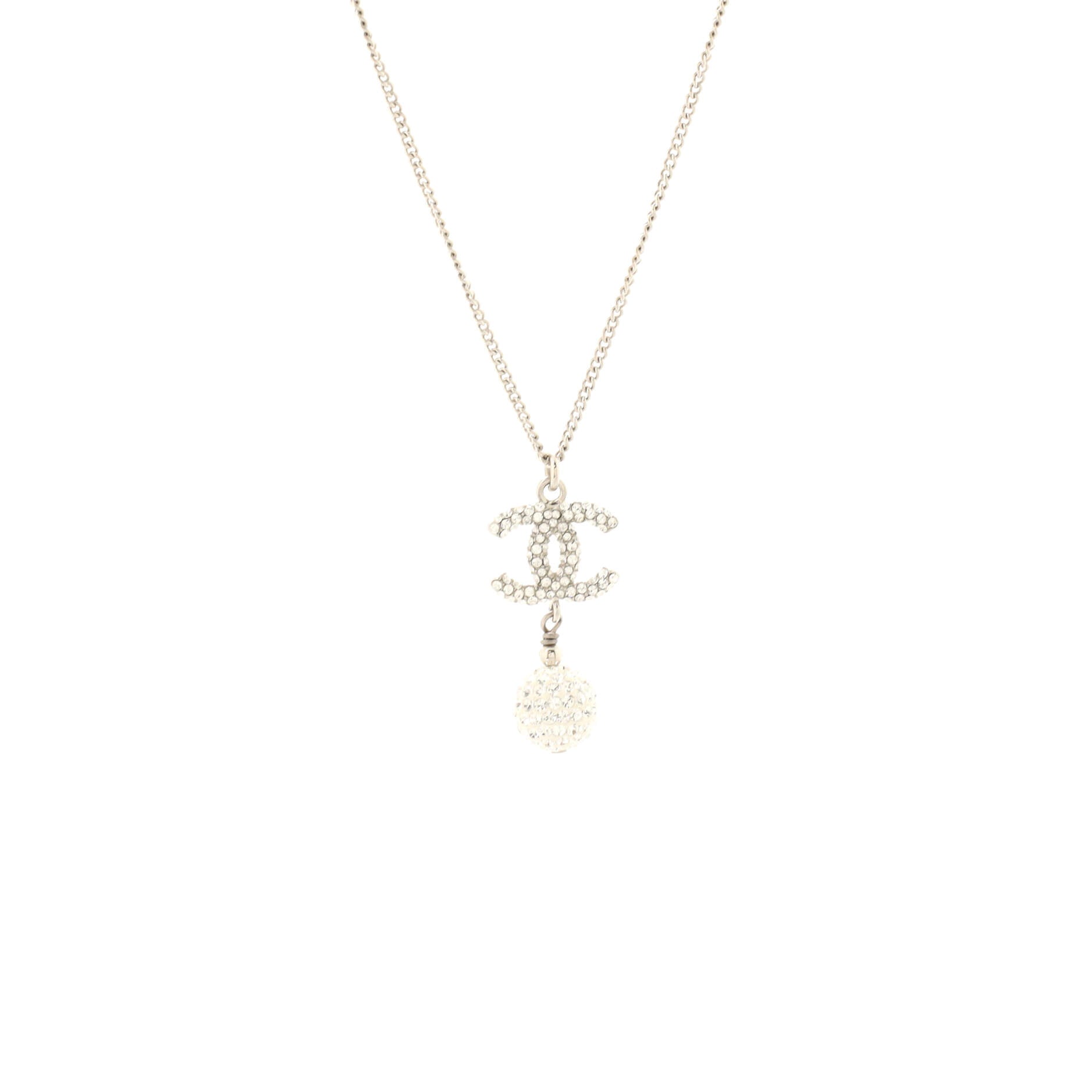 CC Drop Pendant Necklace Metal with Crystals