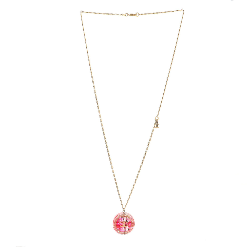 CC Round Pendant Chain Necklace Metal with Resin