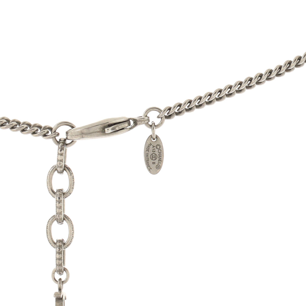 CC Pendant Chain Necklace Metal with Faux Pearl