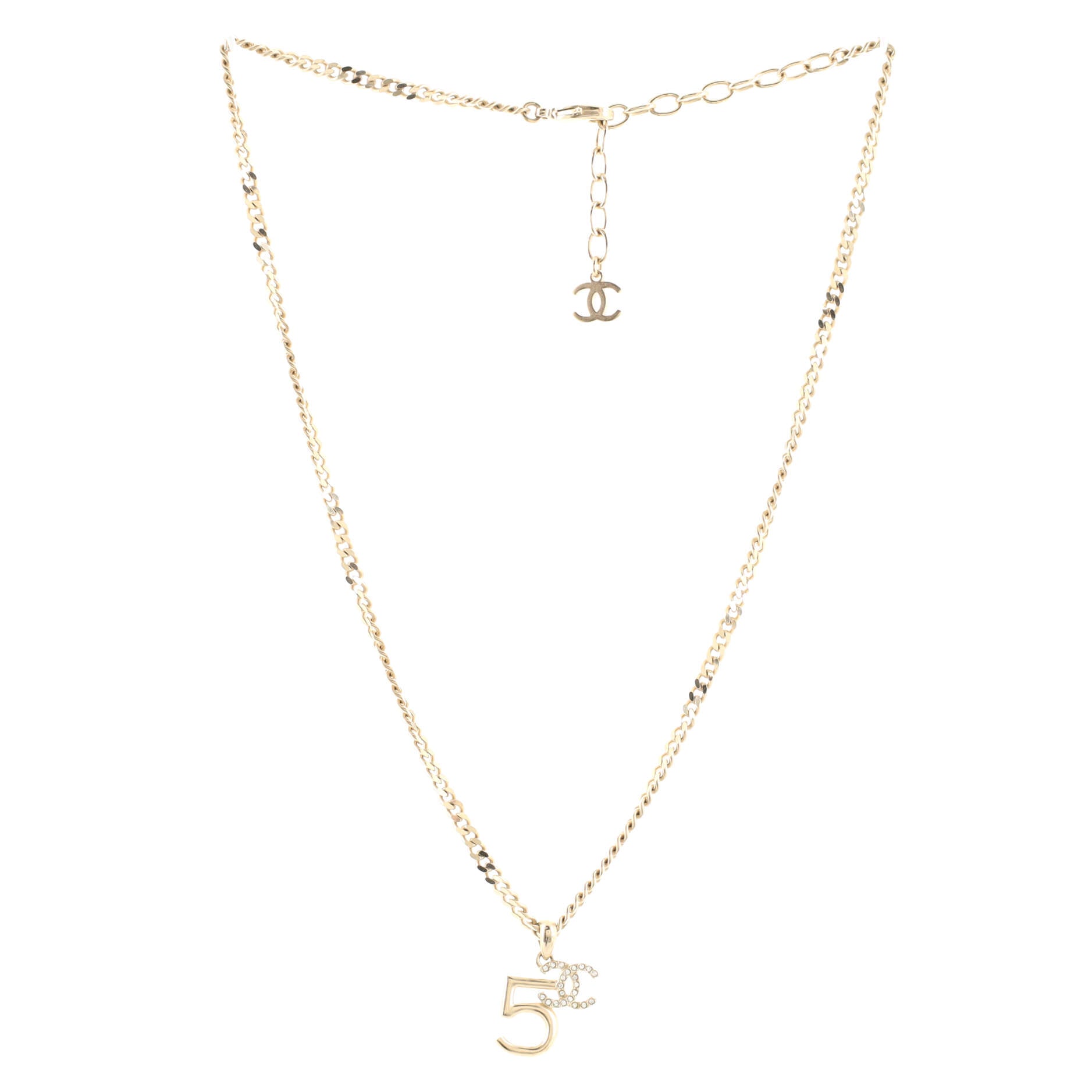 CC No.5  Pendant Necklace Metal with Crystals