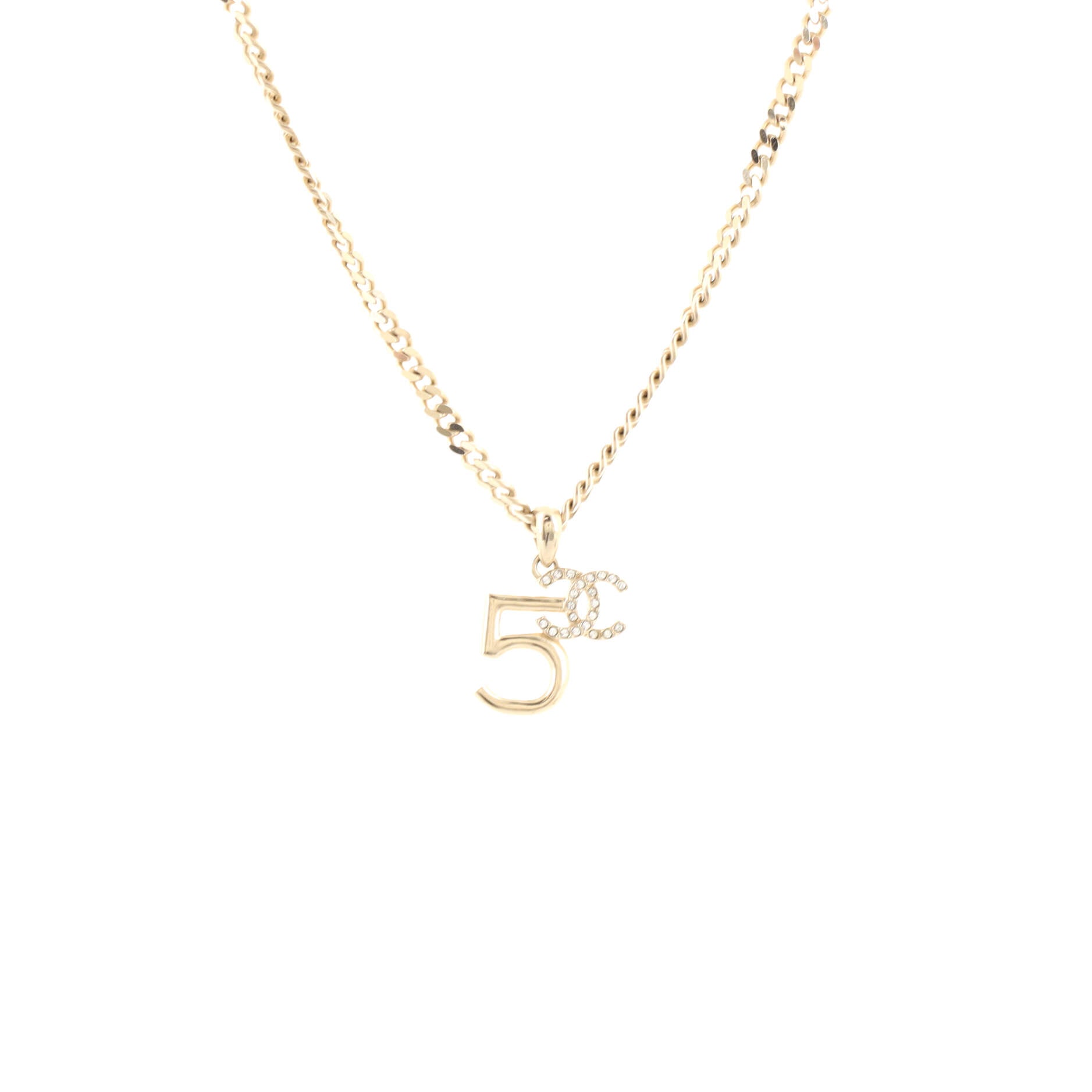 CC No.5  Pendant Necklace Metal with Crystals