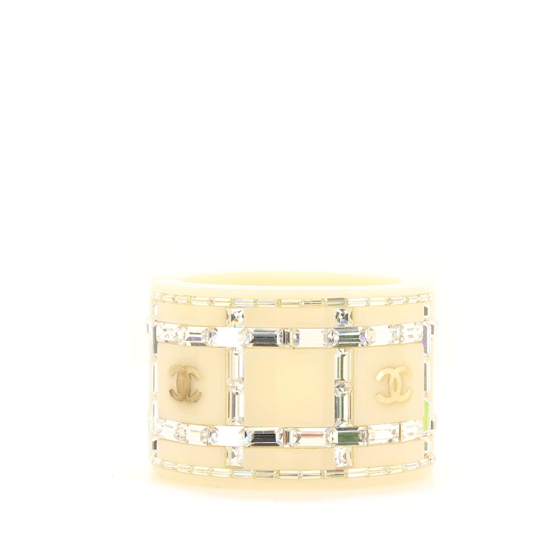 CC Baguette Cuff Bracelet Resin with Crystals Wide