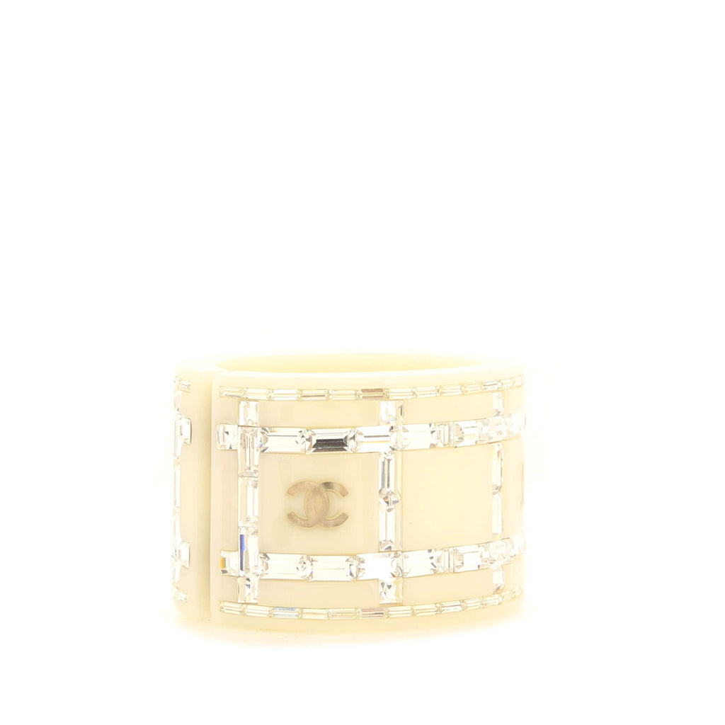 CC Baguette Cuff Bracelet Resin with Crystals Wide
