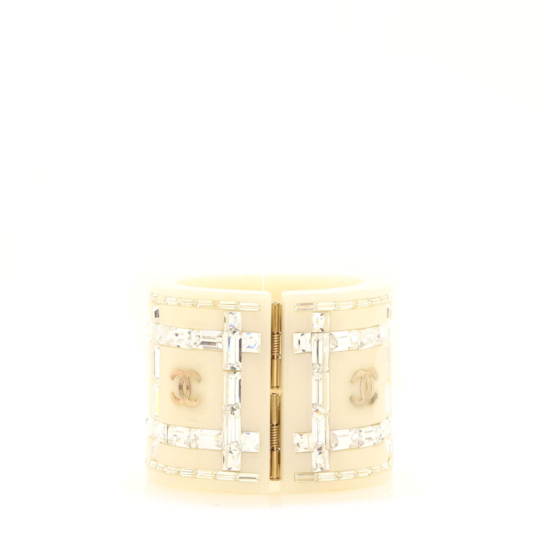 CC Baguette Cuff Bracelet Resin with Crystals Wide