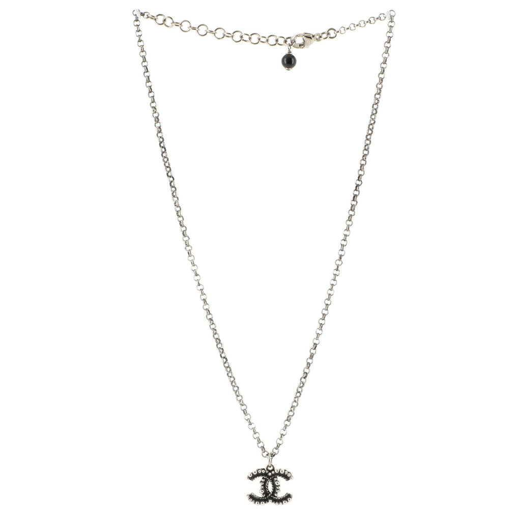 CC Pendant Necklace Metal with Enamel and Crystals