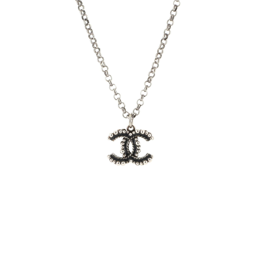 CC Pendant Necklace Metal with Enamel and Crystals