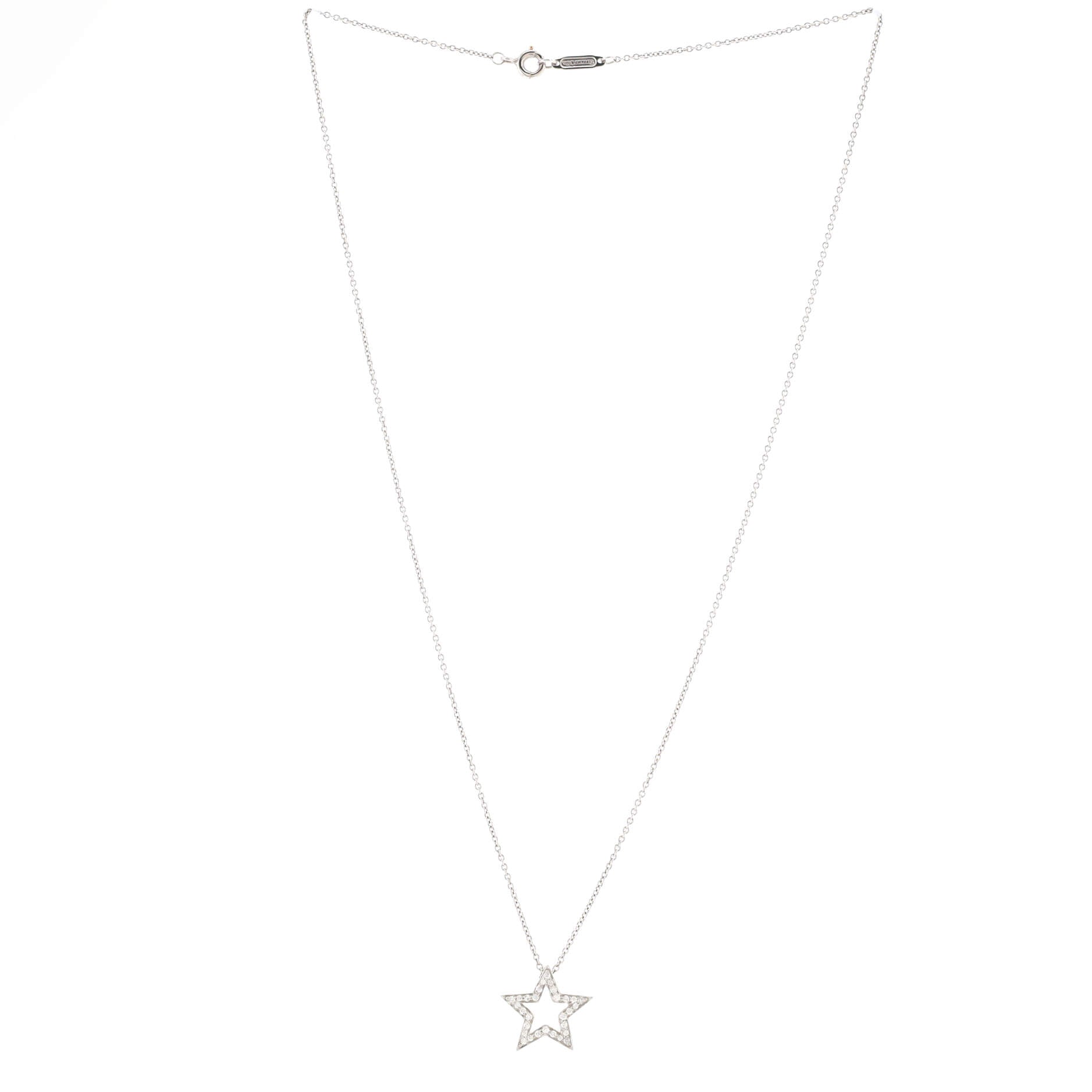 Star Pendant Necklace Platinum with Diamonds