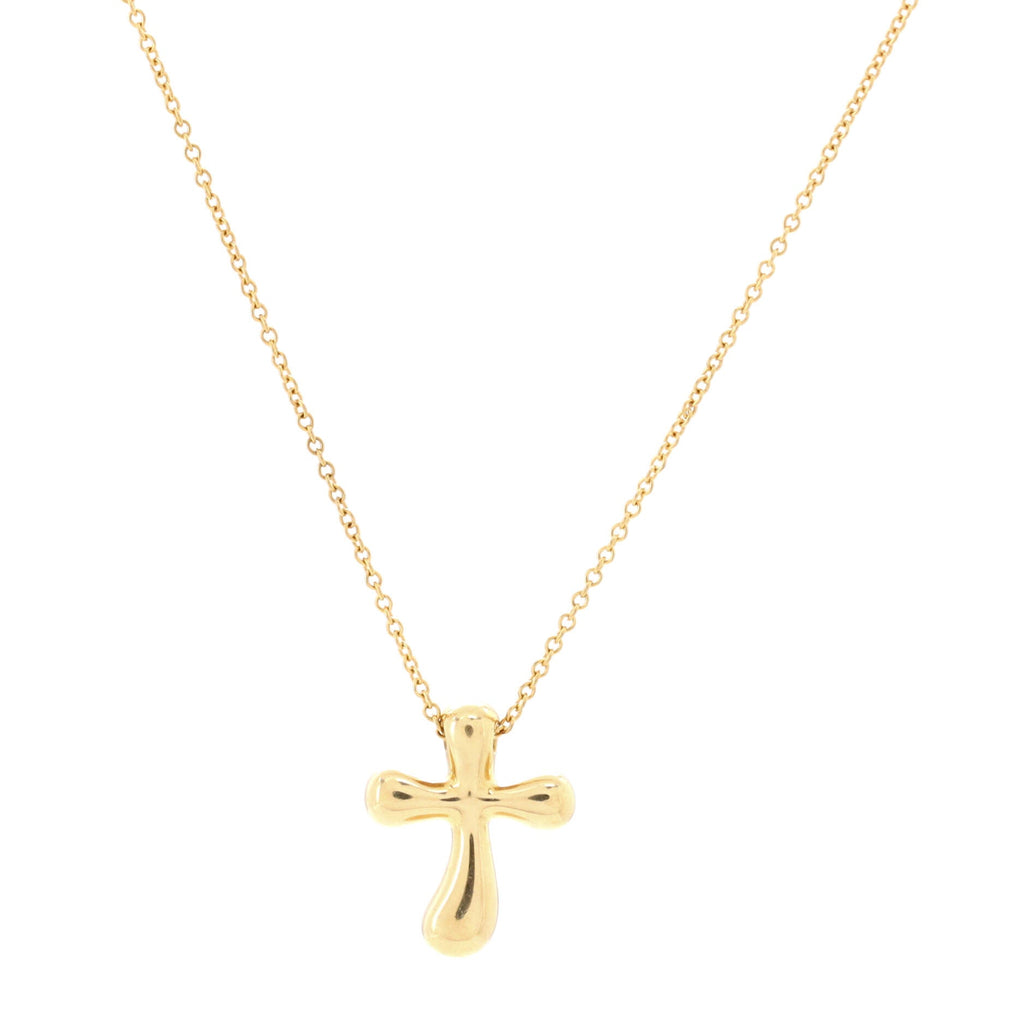 Elsa Peretti Cross Pendant Necklace 18K Yellow Gold with Diamonds