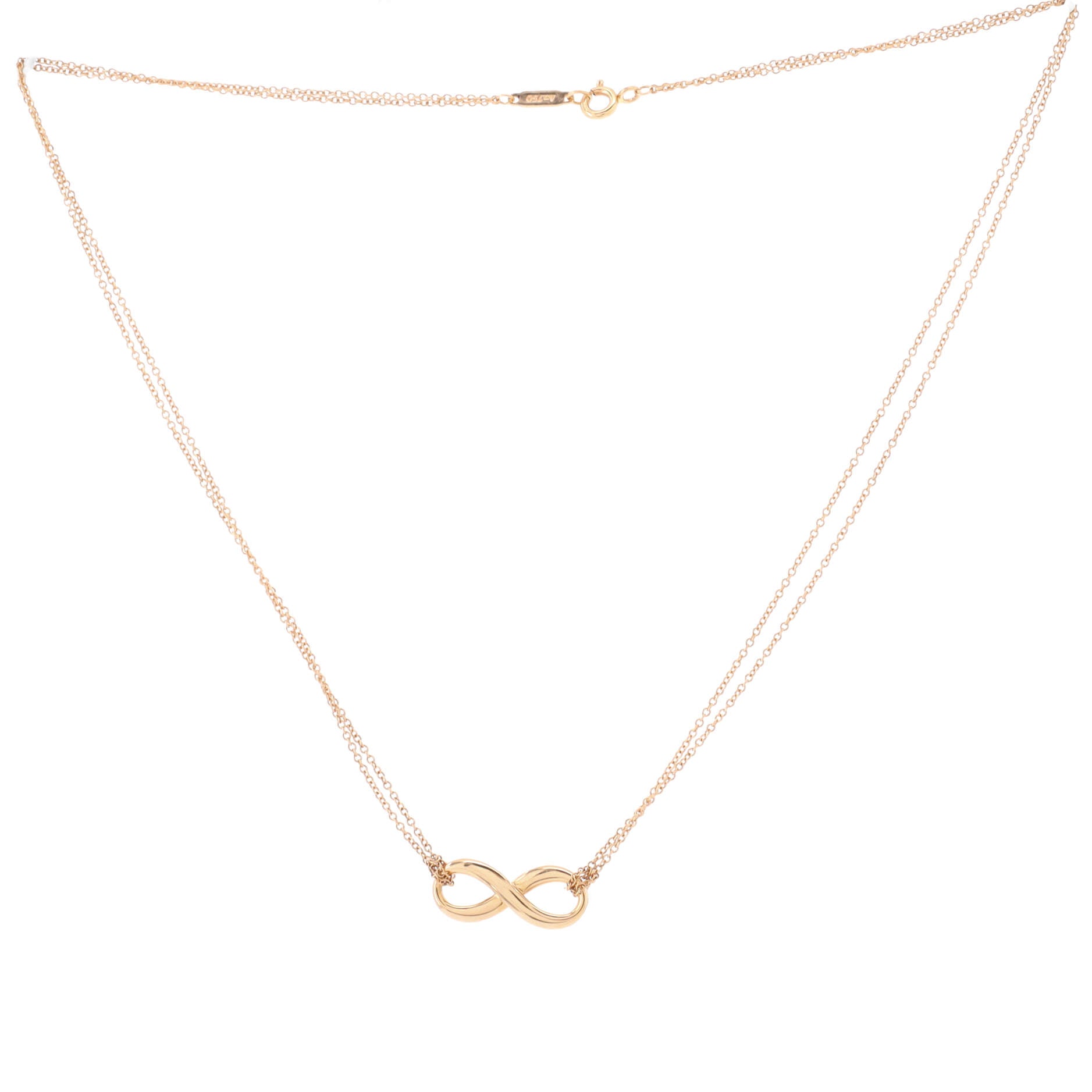 Infinity Double Chain Pendant Necklace 18K Rose Gold