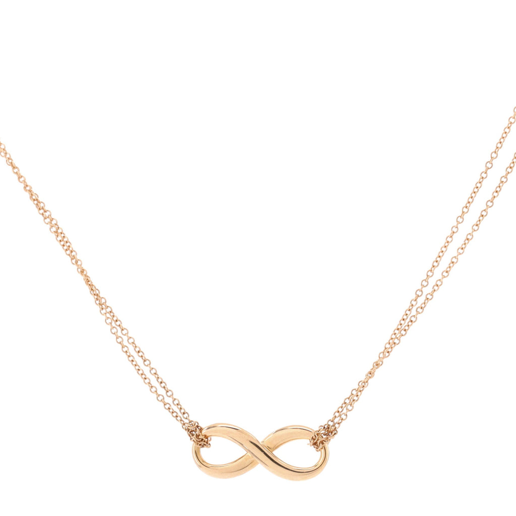 Infinity Double Chain Pendant Necklace 18K Rose Gold
