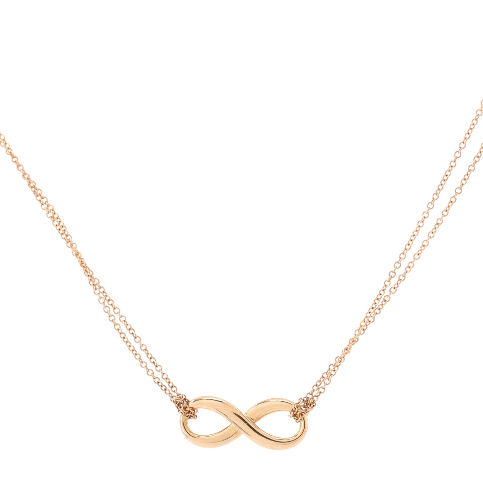 Infinity Double Chain Pendant Necklace 18K Rose Gold