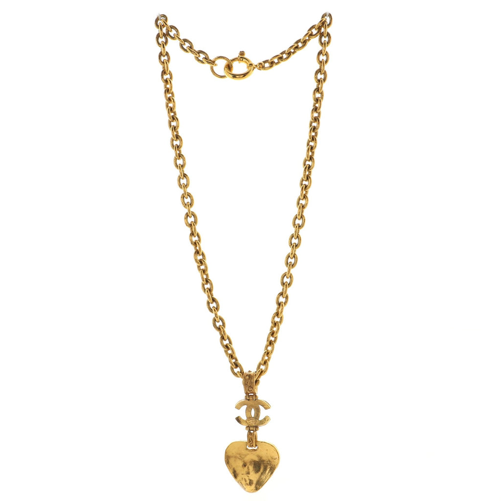 Vintage CC Pendant Drop Necklace Metal with Gripoix