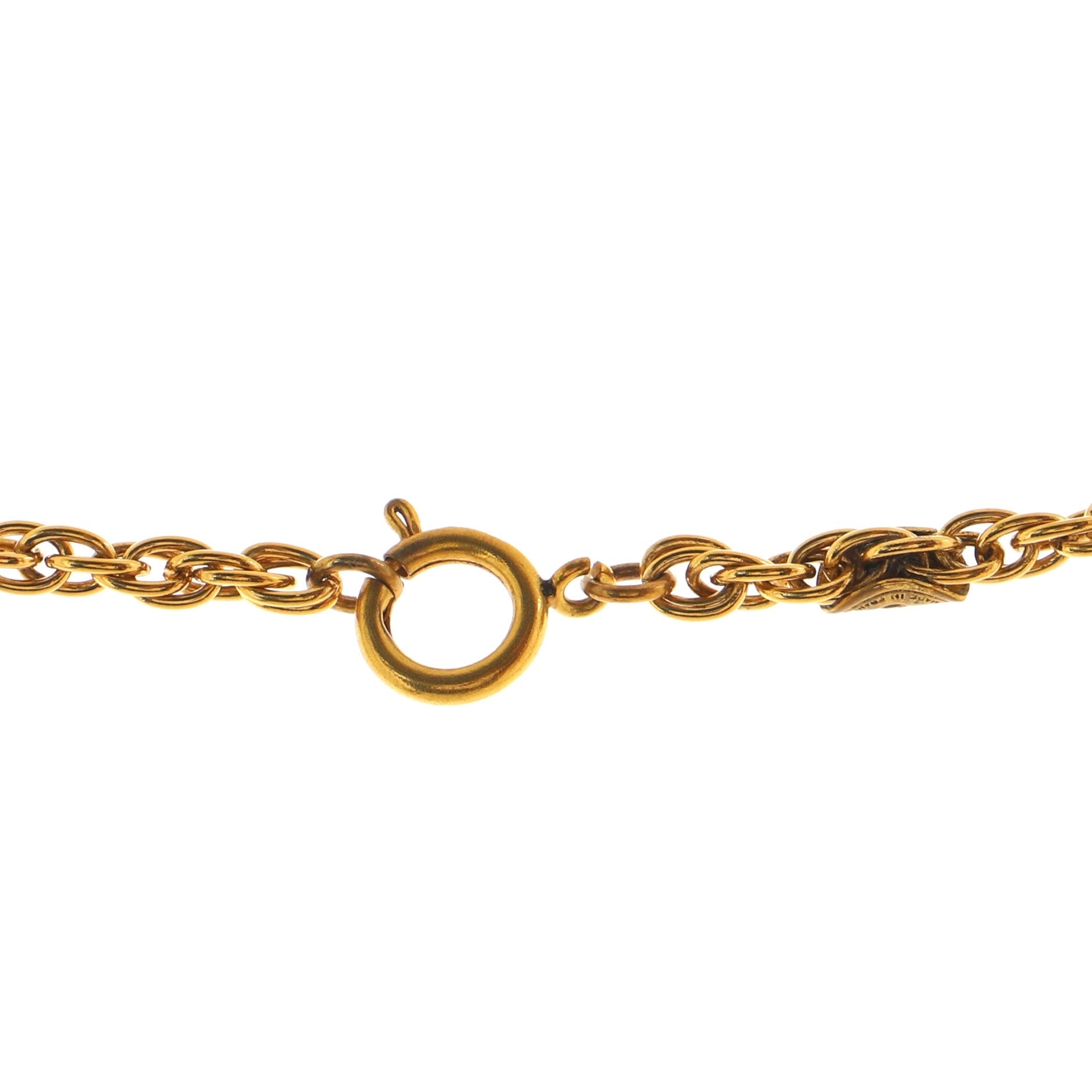 Vintage CC Round Pendant Choker Necklace Metal