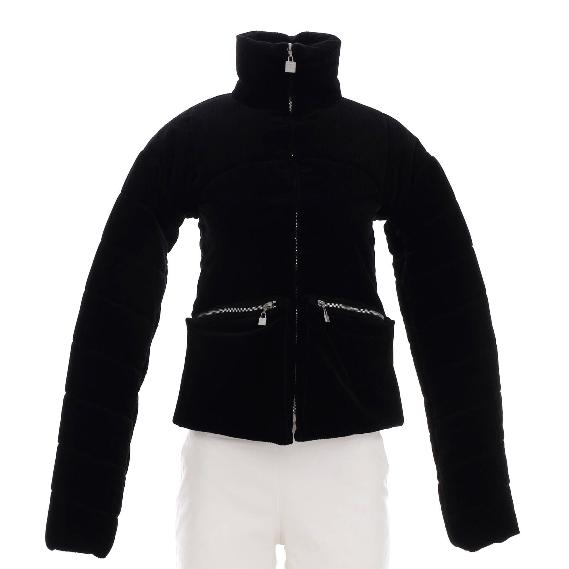 Women's Zip Up Pocket Puffer Jacket Corduroy