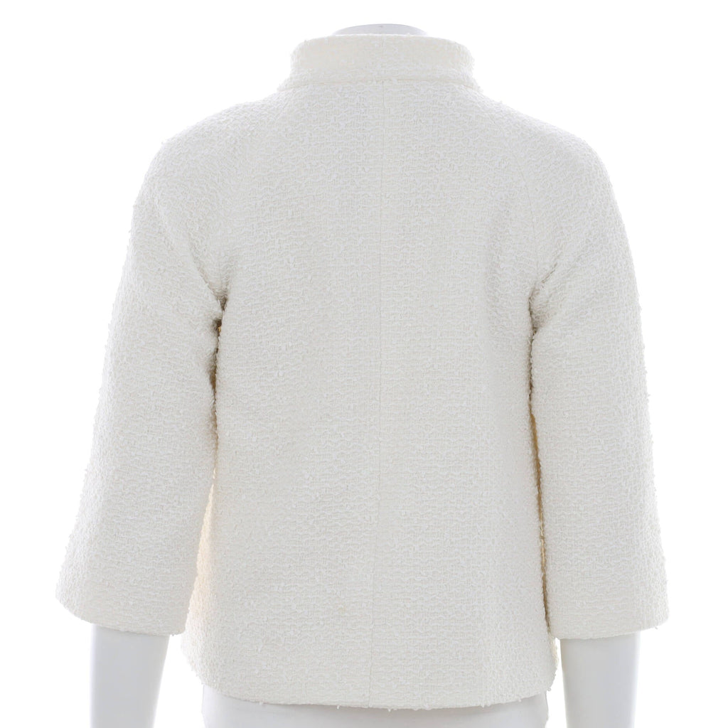 Women's Stand Collar Four Button Double Pocket Jacket Tweed