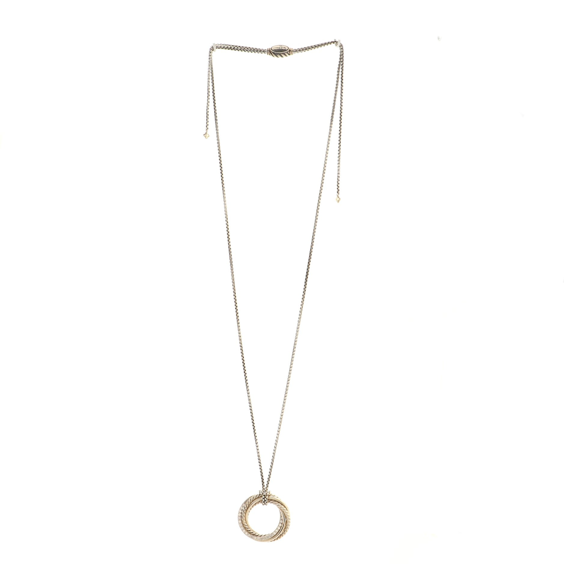 Crossover Pendant Necklace Sterling Silver with Diamonds 27mm
