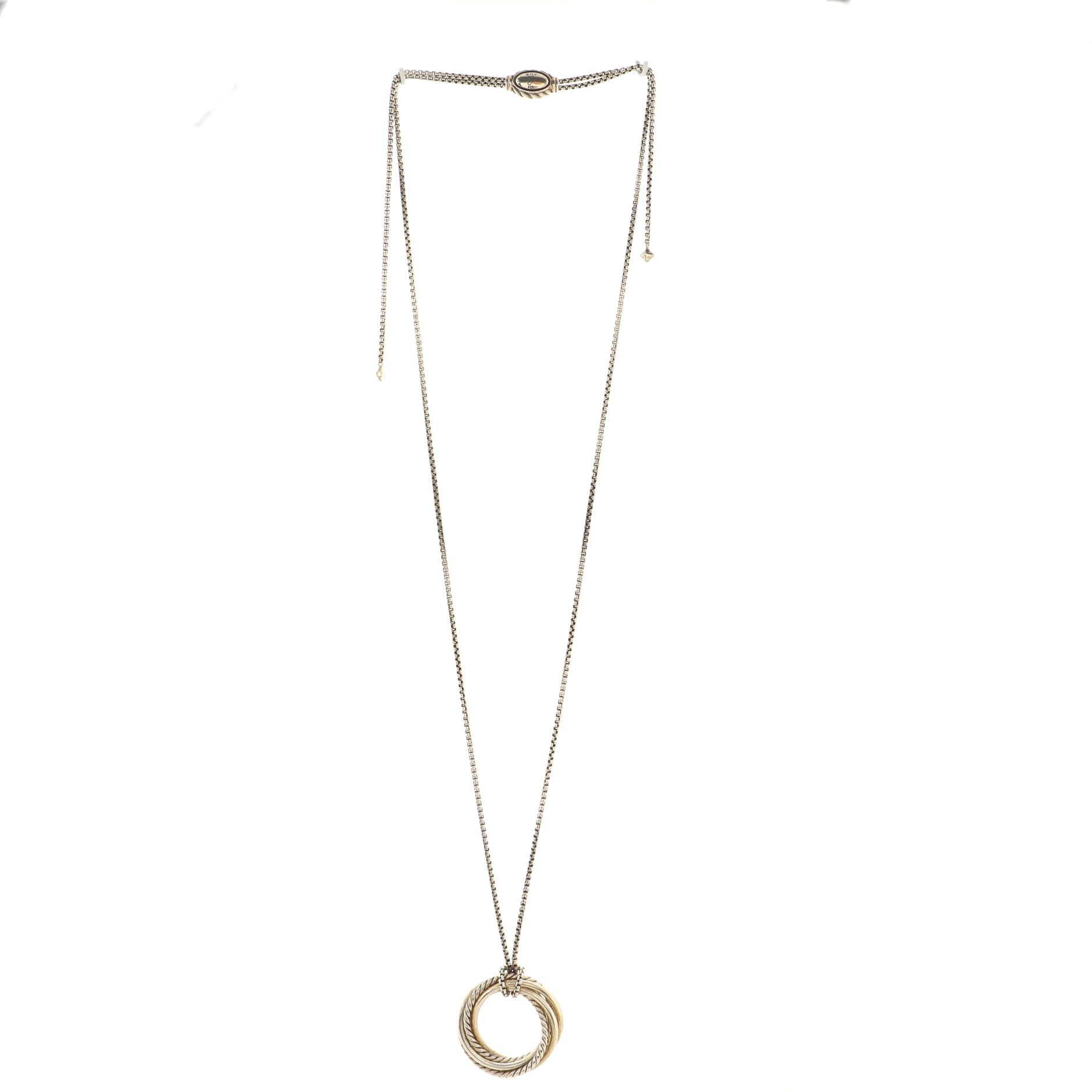 Crossover Pendant Necklace Sterling Silver with Diamonds 27mm