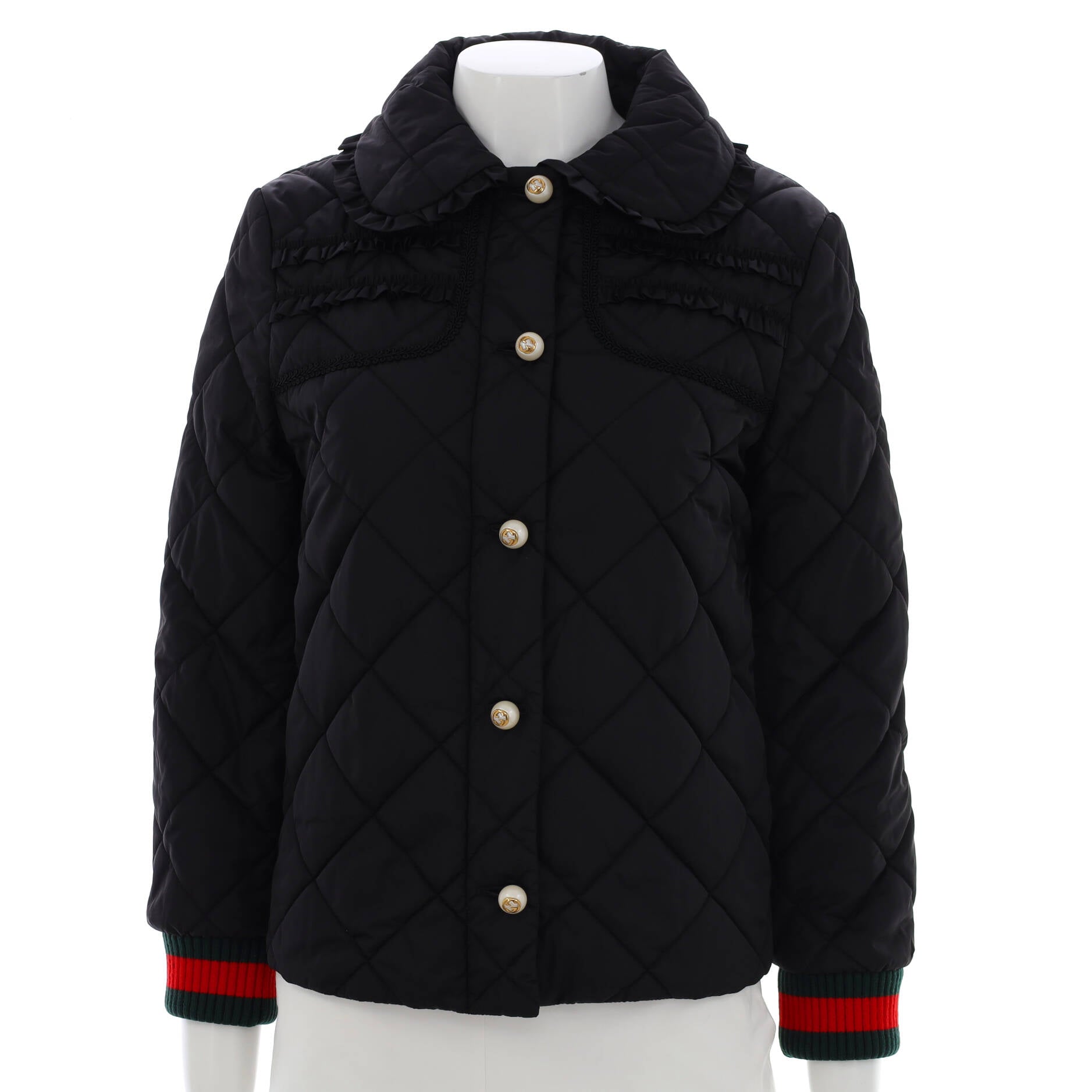 Women's Pearly Ruffled Button Up Jacket Quilted Polyamide